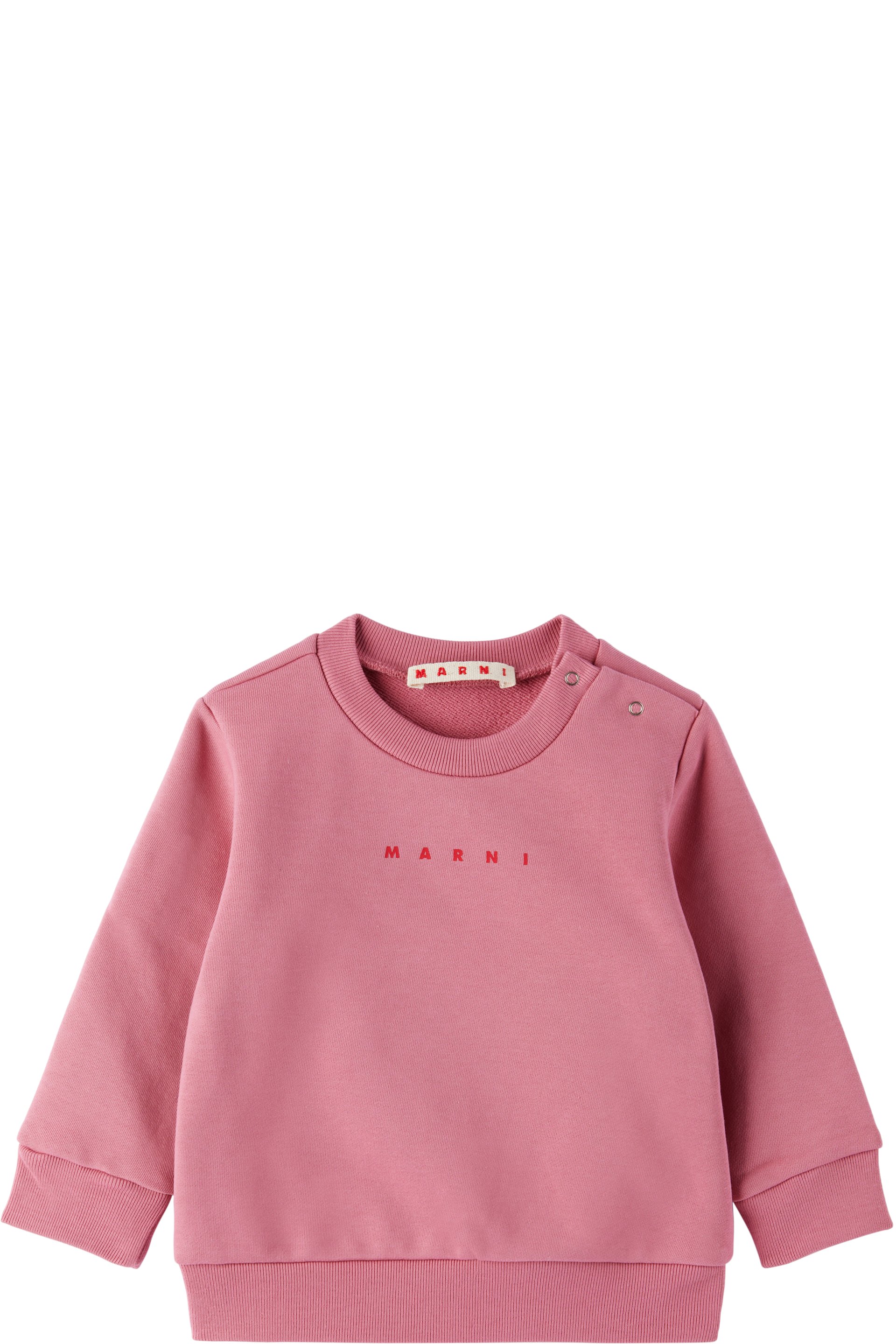 Marni - Baby Pink Printed-Logo Sweatshirt