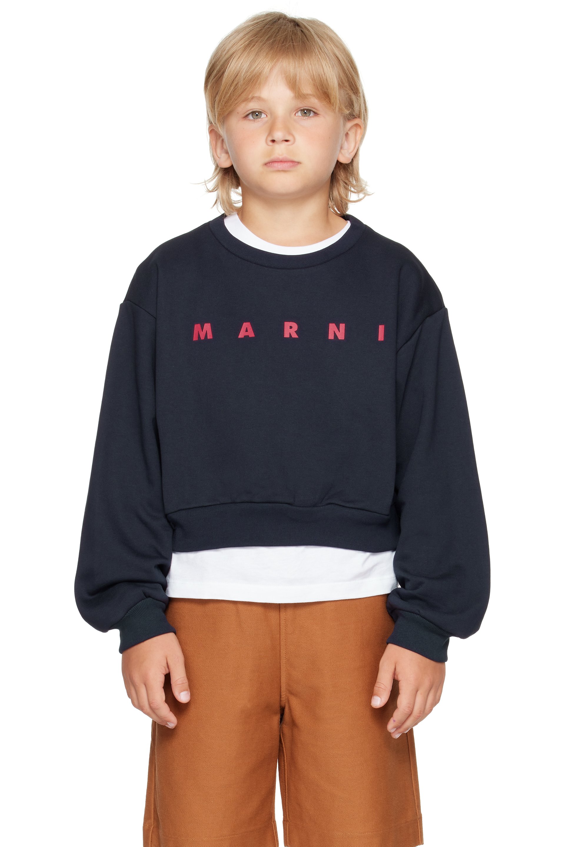 Marni - Kids Navy Cotton 'Marni' Print Sweatshirt