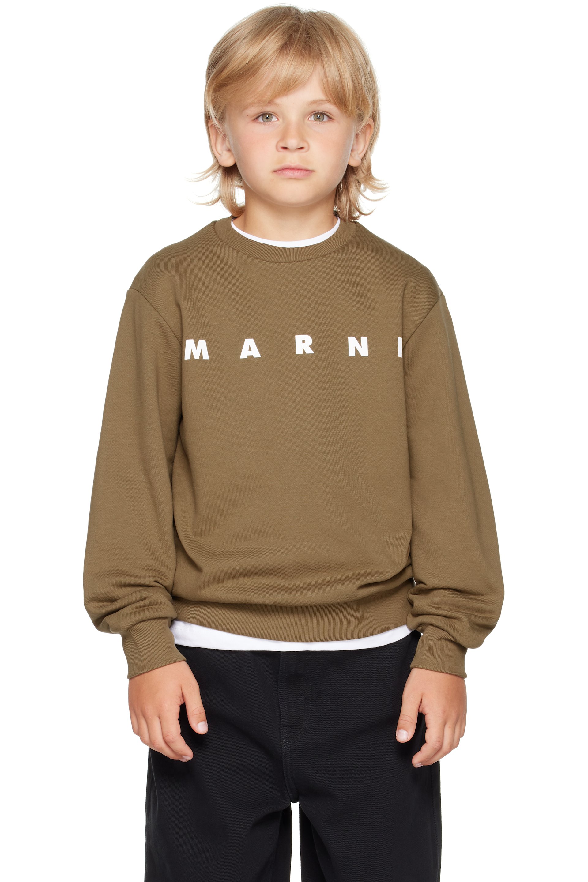 Marni - Kids Khaki Cotton 'Marni' Print Sweatshirt