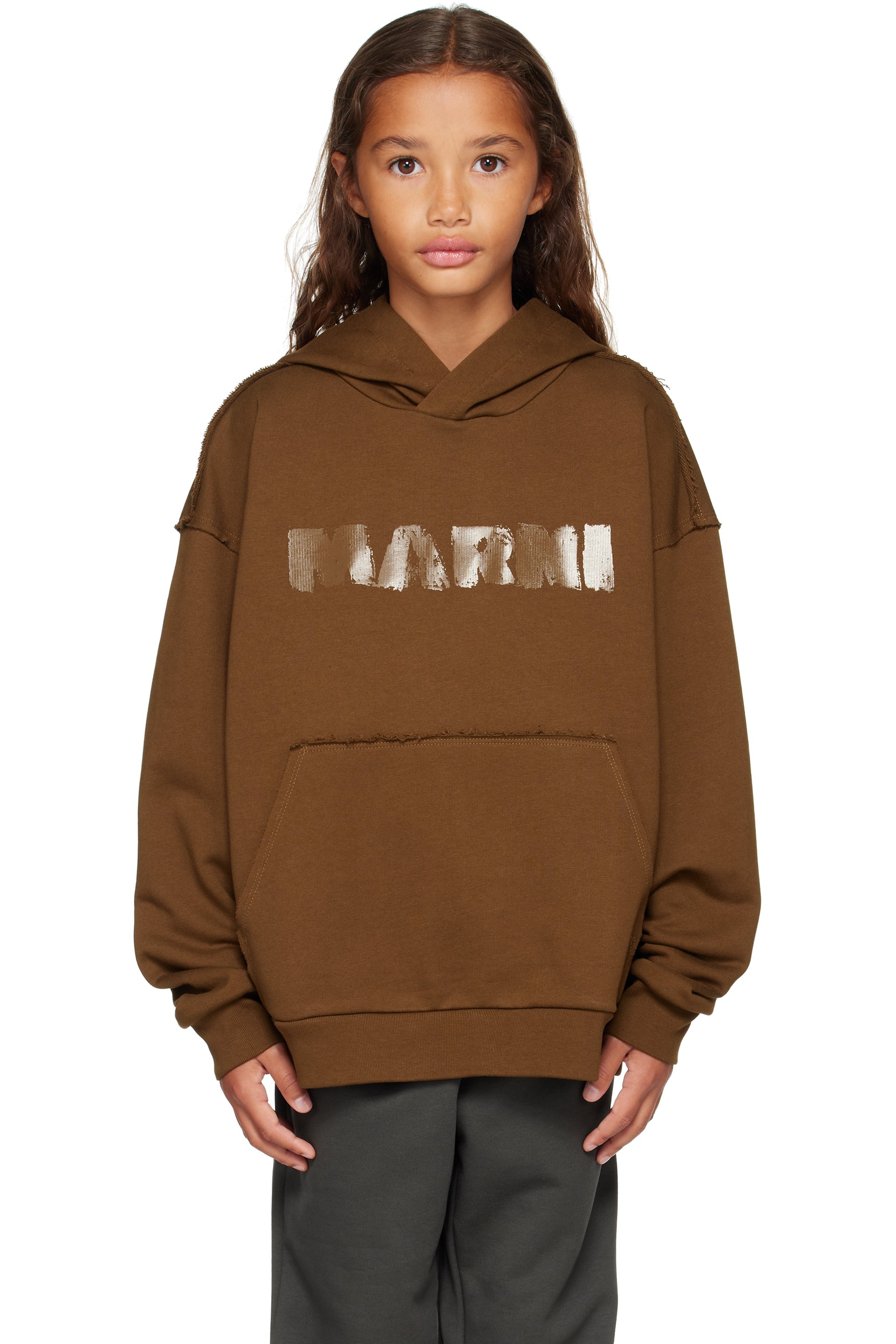 Marni - Kids Khaki Logo Hoodie