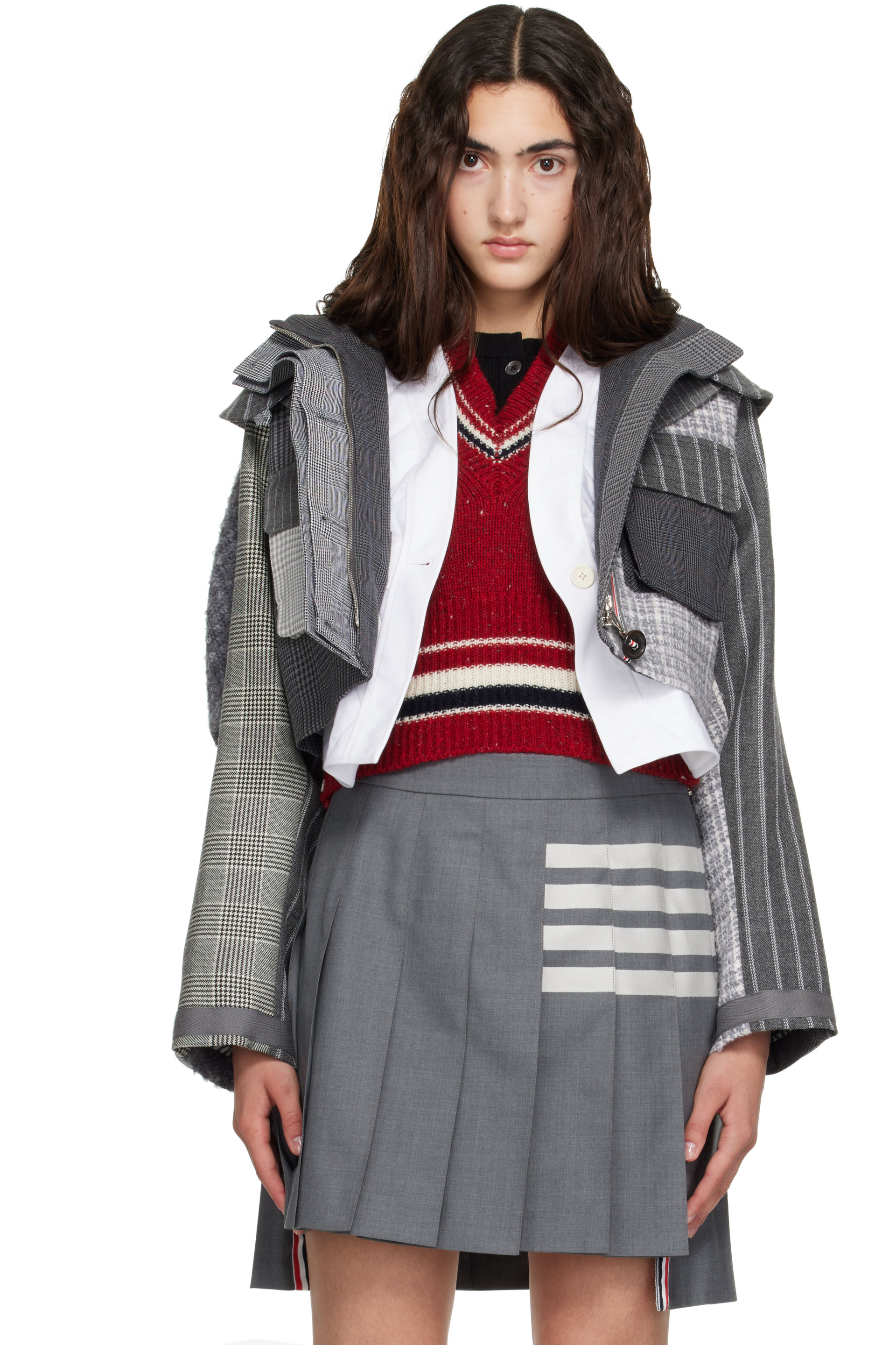 Thom Browne - Gray High Twist Wool Funmix Cropped Tailored Parka