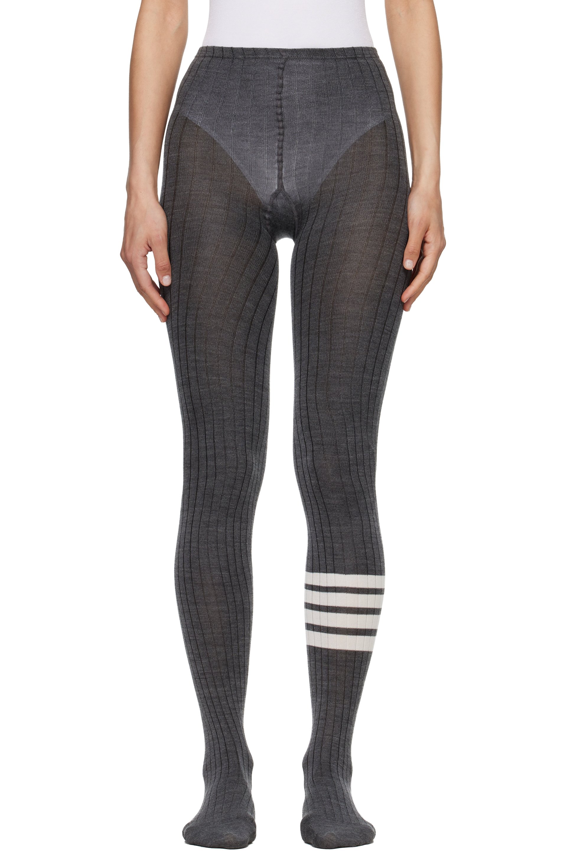 Thom Browne - 灰色 Opaque Rib 4-Bar 连裤袜