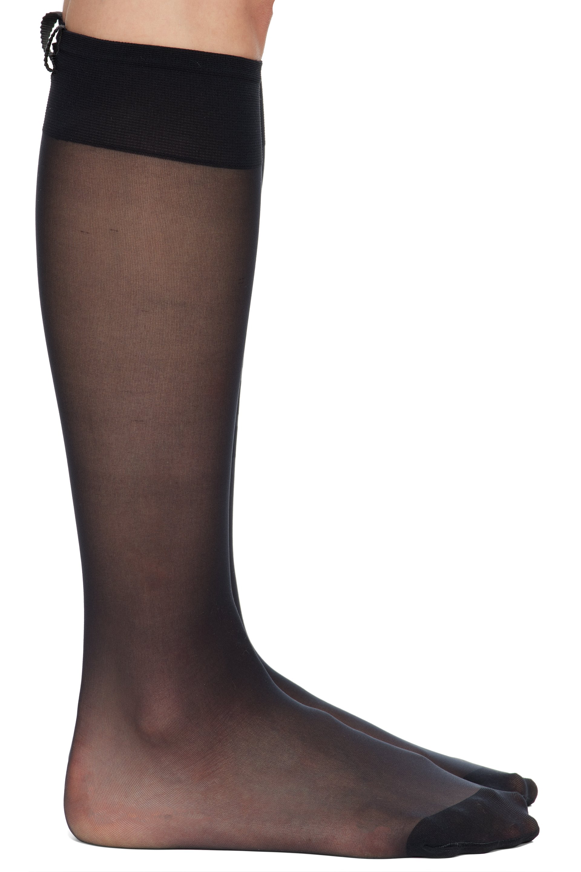 Thom Browne - Black 4-Bar Sheer Nylon Knee High Socks