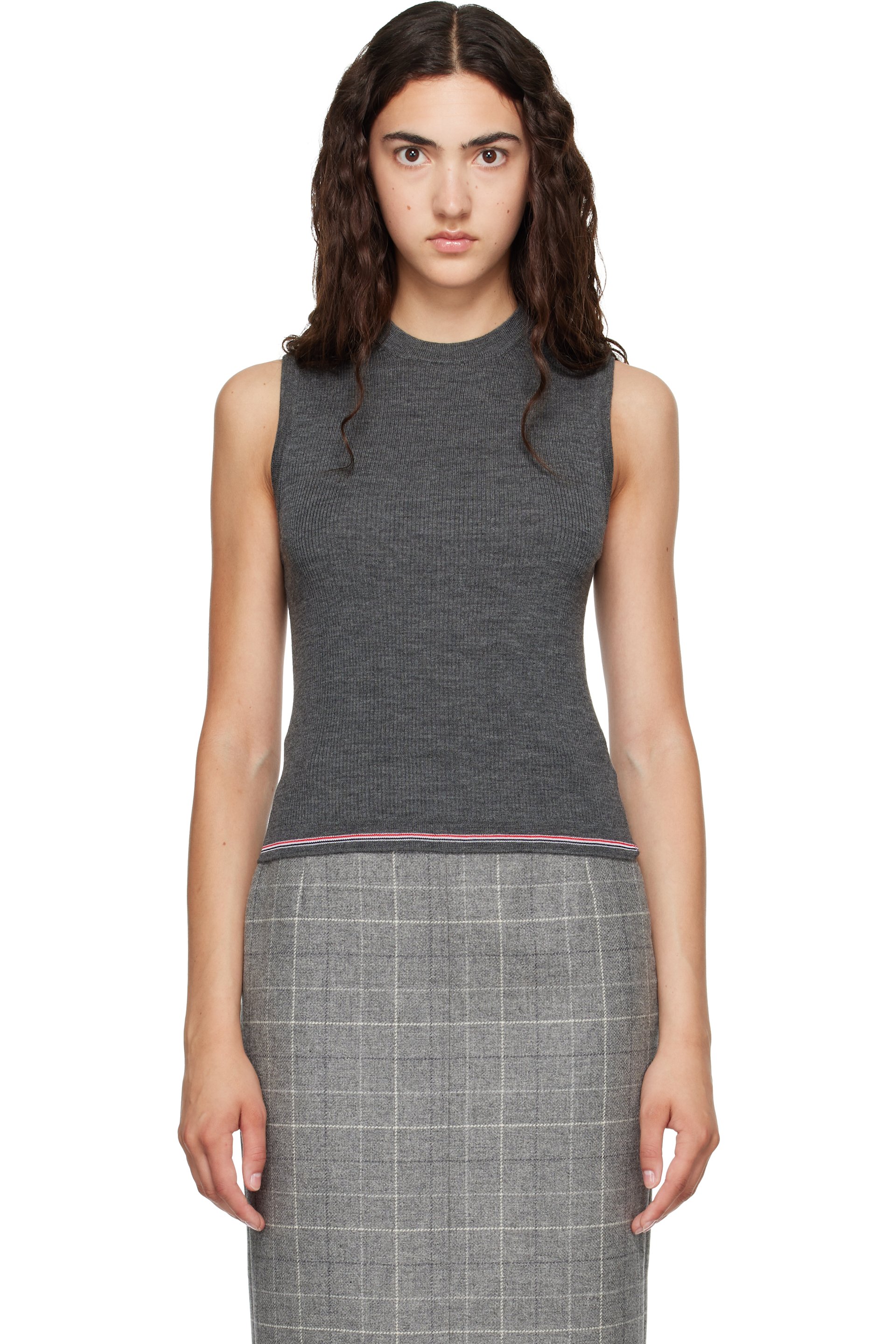 Thom Browne - Gray Merino Wool RWB Stripe Tank Top