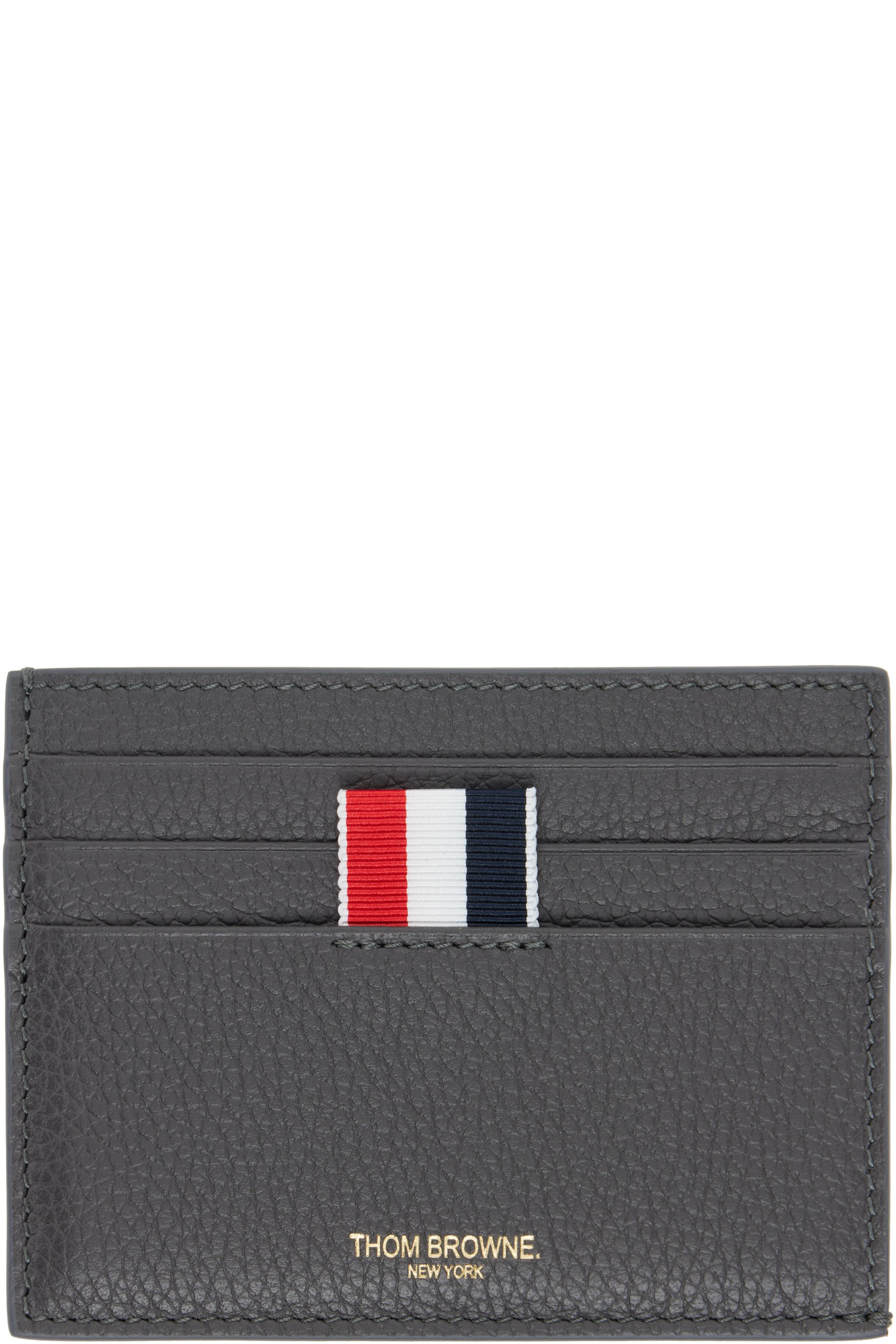 Thom Browne - 灰色 Soft Pebble Grain Note Compartment 卡包