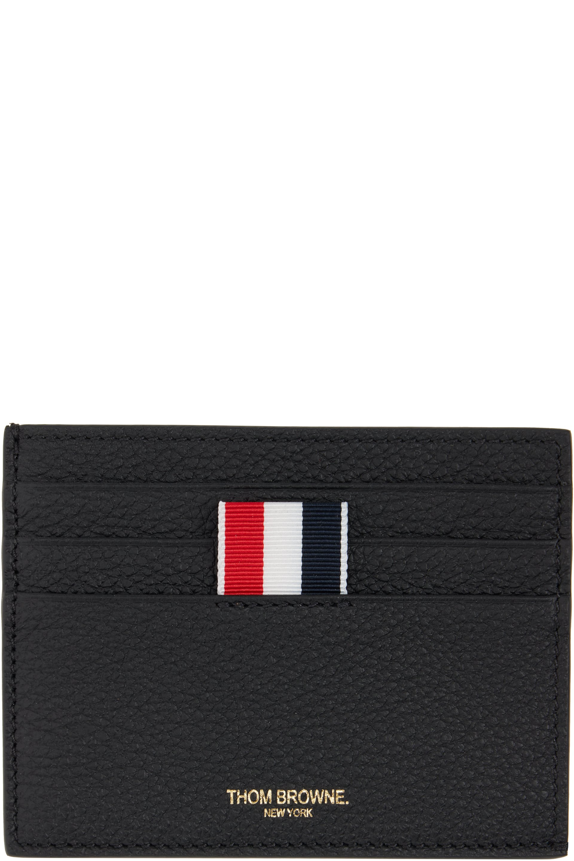 Thom Browne - Black Soft Pebble Grain Note Compartment Card Holder