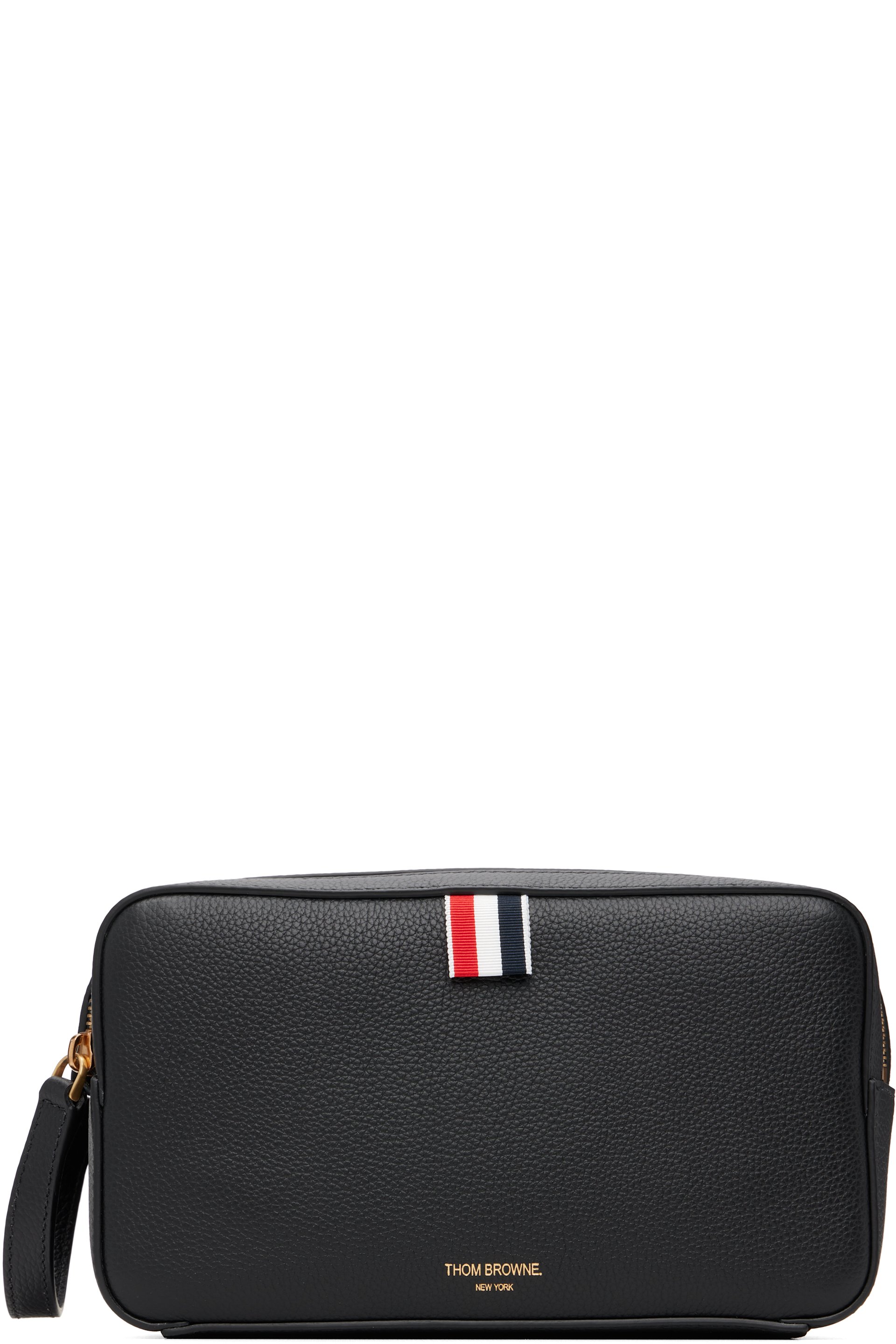 Thom Browne - Black Soft Pebble Grain Leather Wash Pouch