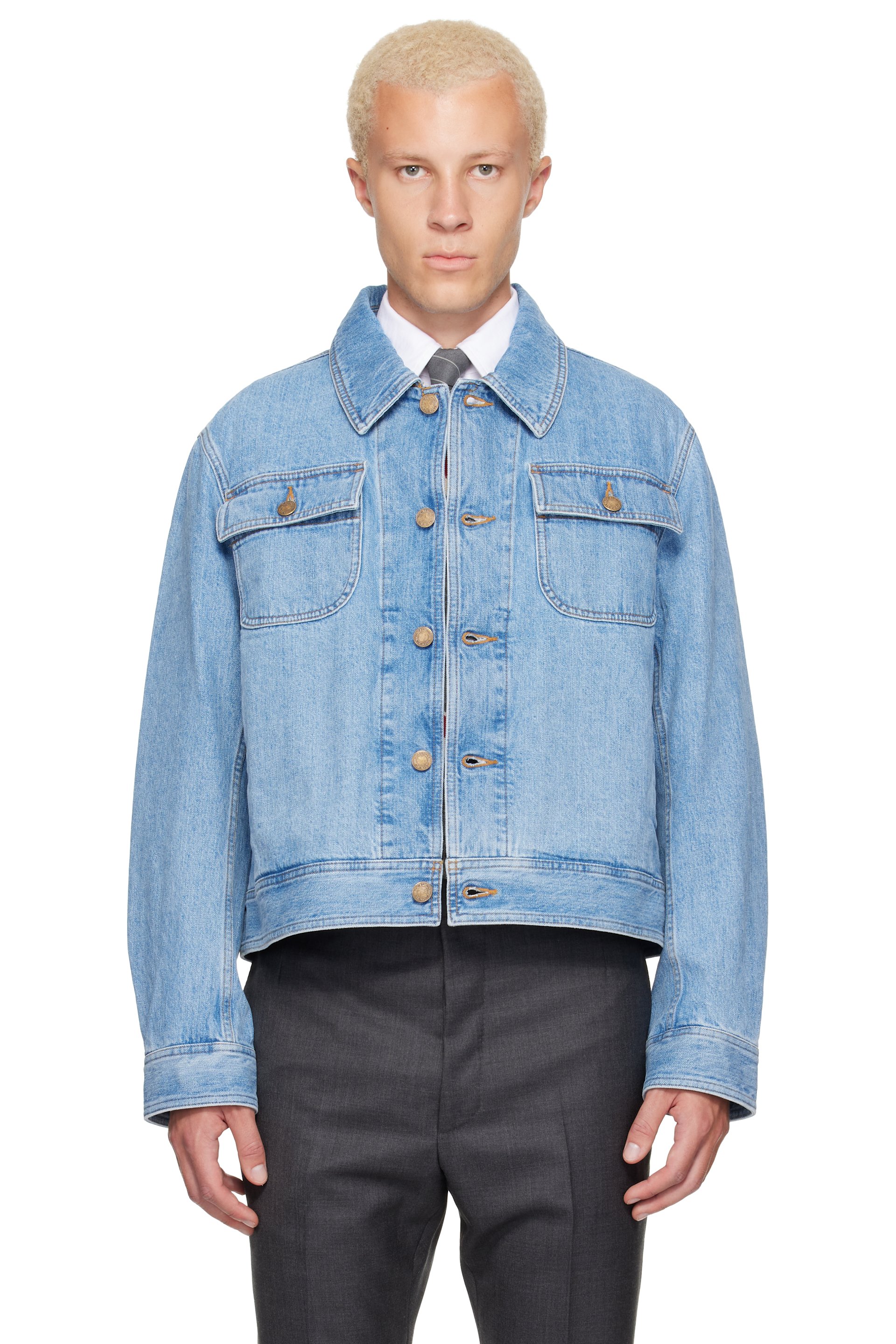 Thom Browne - Blue Selvedge Backstrap Utility Denim Jacket
