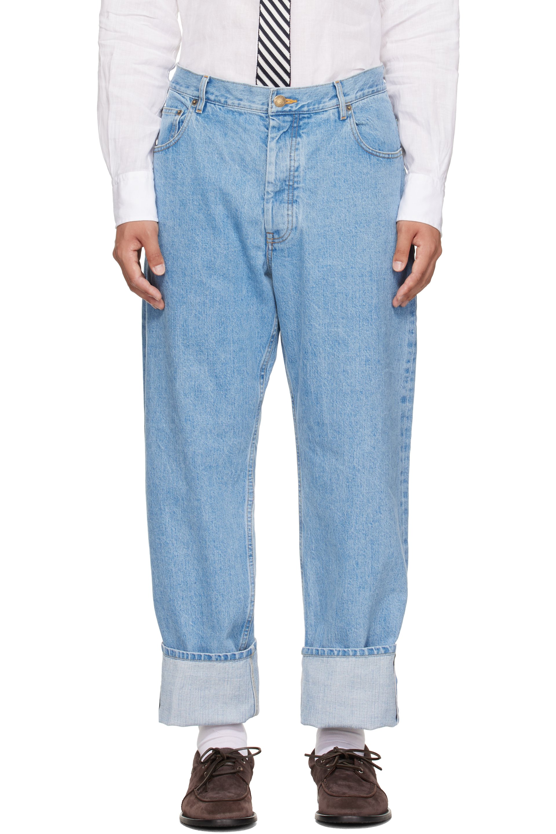 Thom Browne - Jean bleu en denim à lisière