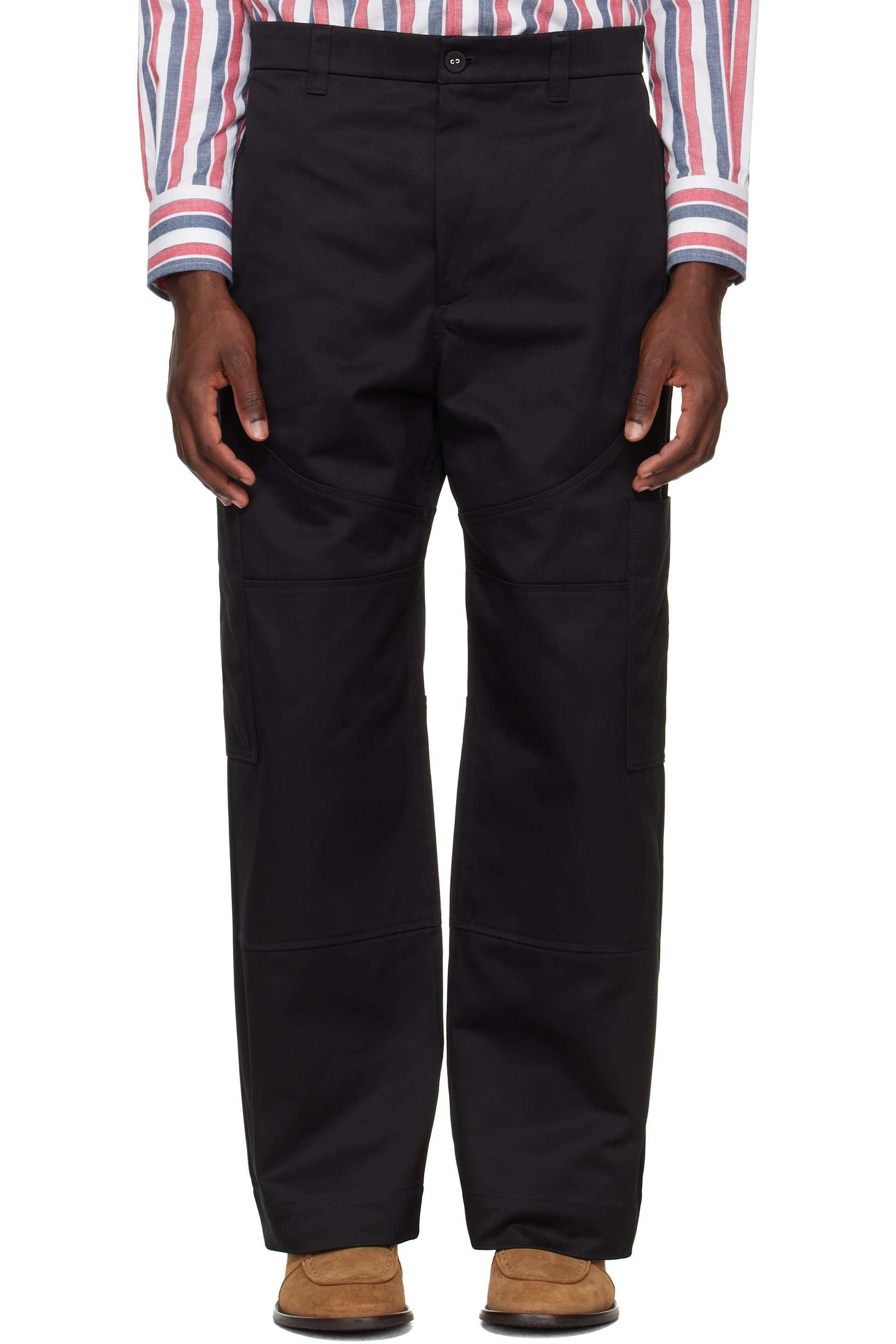 Thom Browne - Black Wide Leg Chap Painter Pants