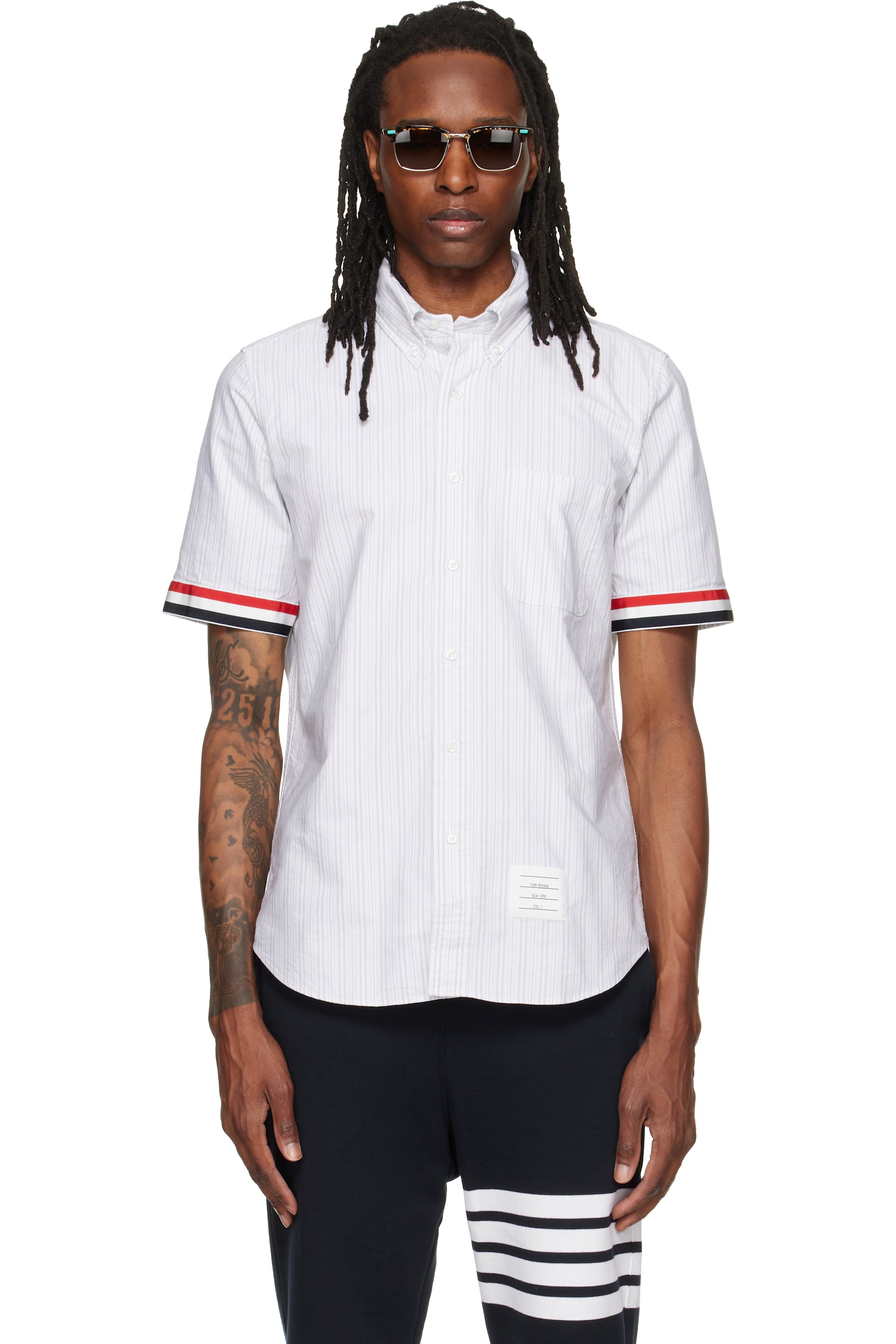 Thom Browne - Gray Straight Fit Button Down Short Sleeve Shirt