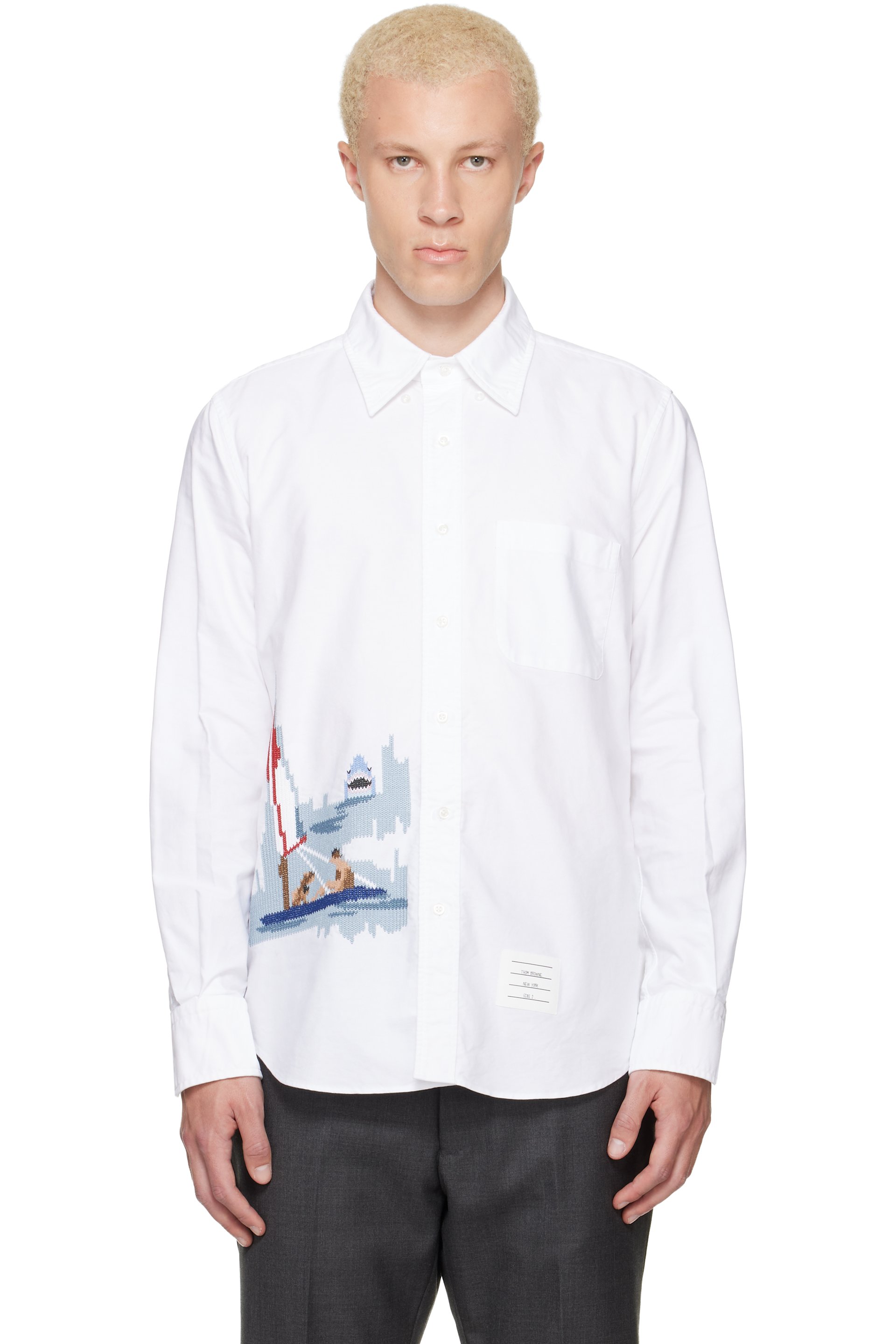 Thom Browne - Chemise blanche en toile oxford à image