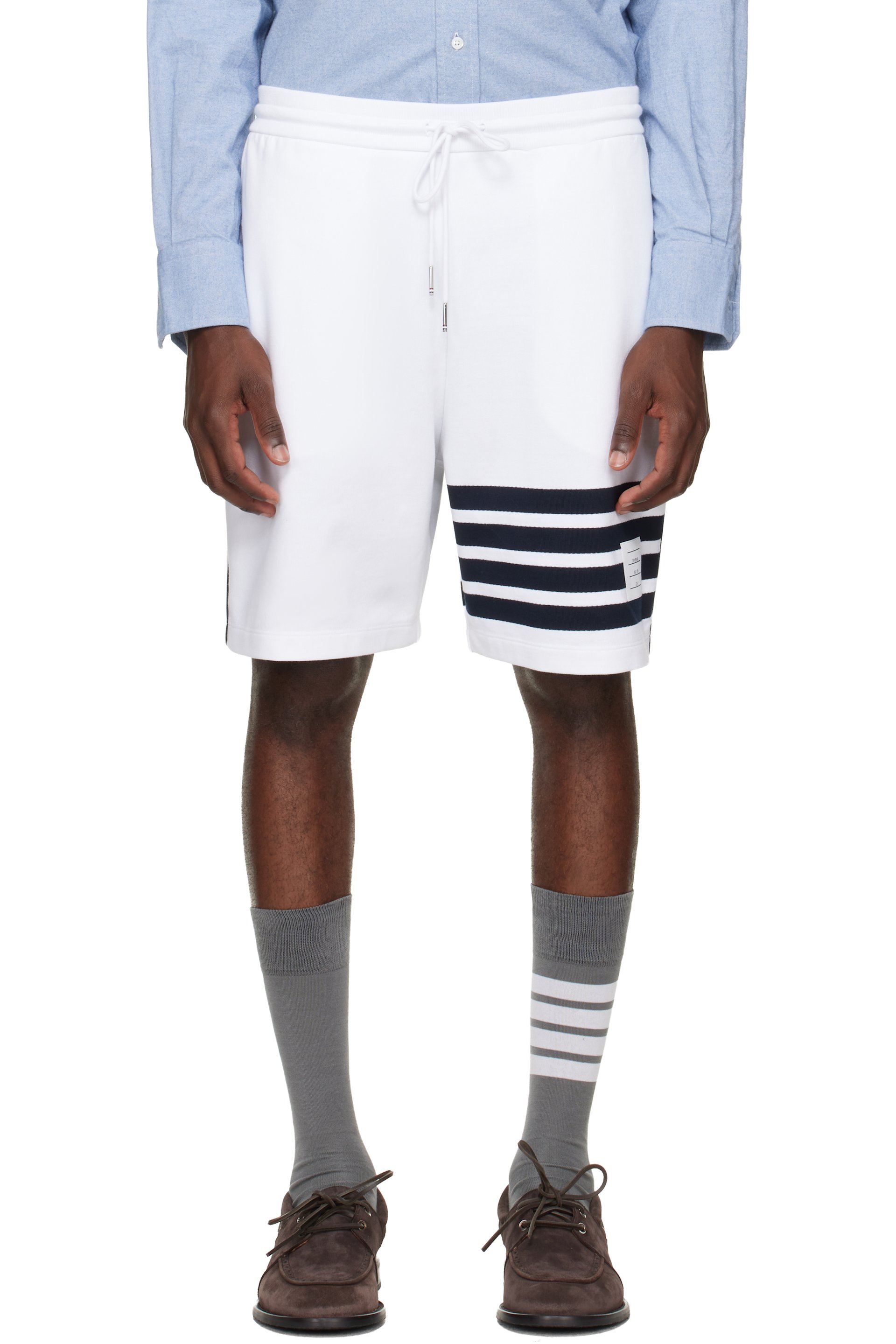 Thom Browne - White Loopback 4-Bar Sweat Shorts