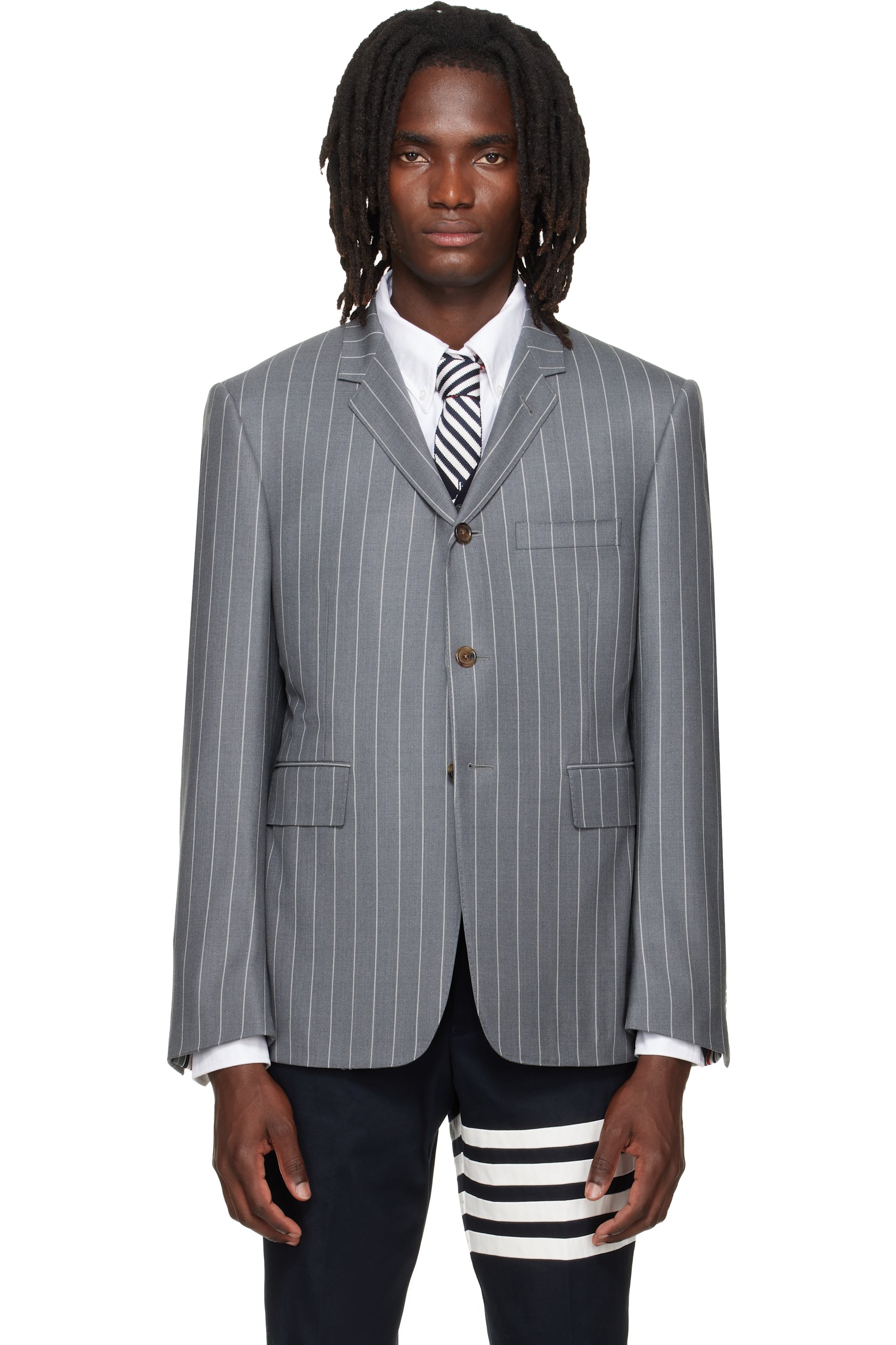 Thom Browne - Gray Chalk Stripe Twill Sportcoat