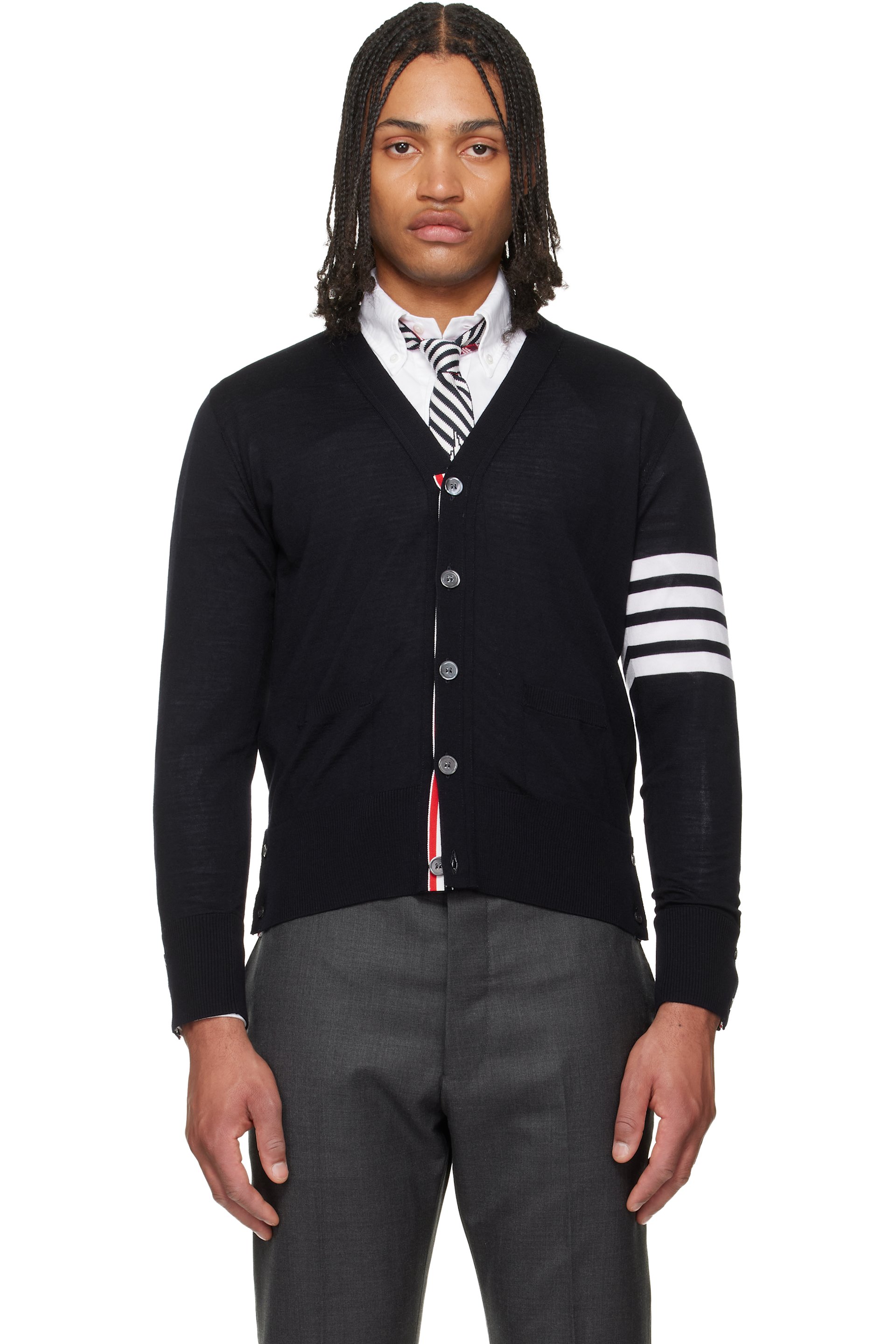 Thom Browne - Black Merino Wool 4-Bar Classic Cardigan