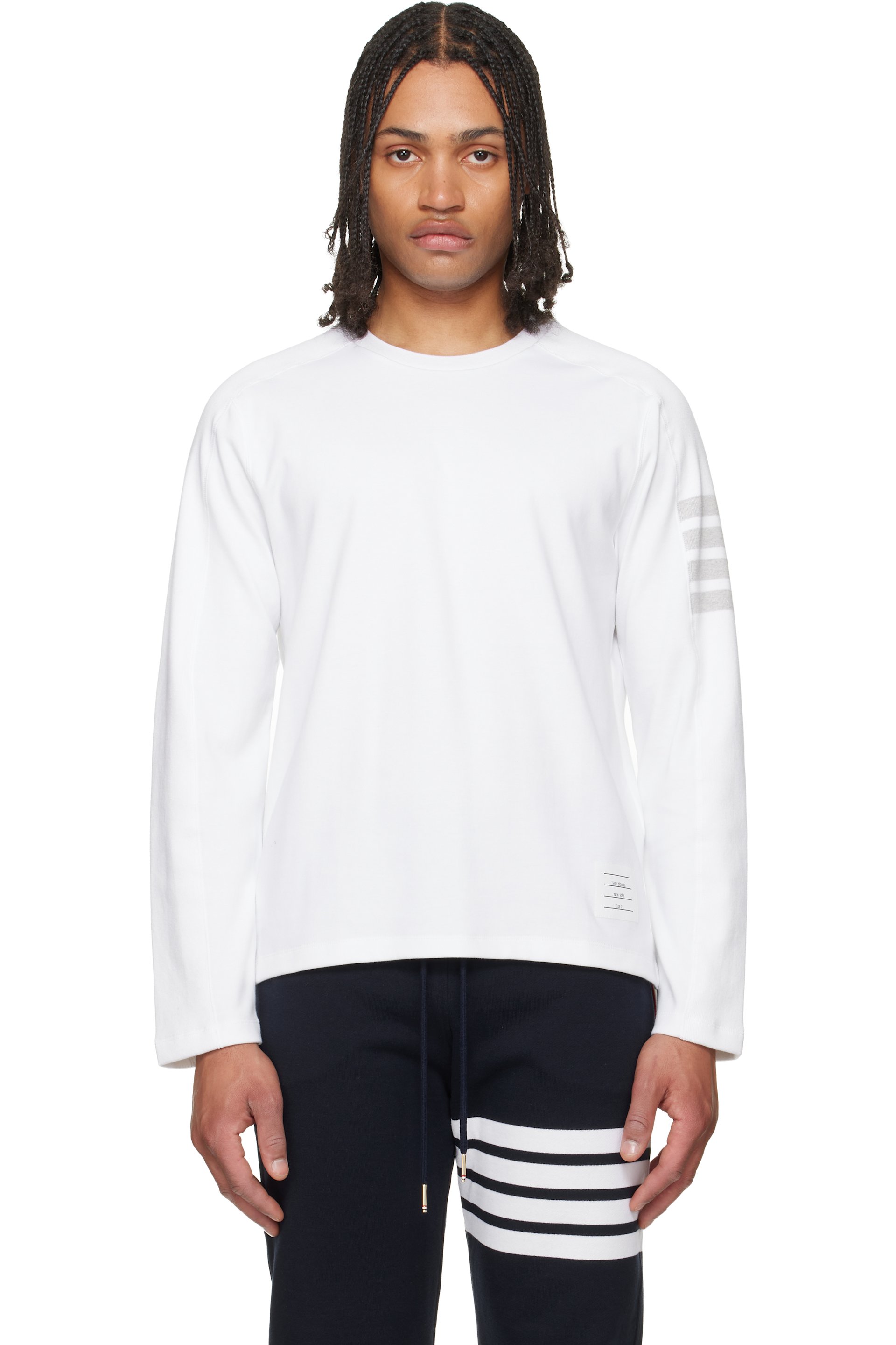 Thom Browne - White Milano Cotton 4-Bar T-shirt