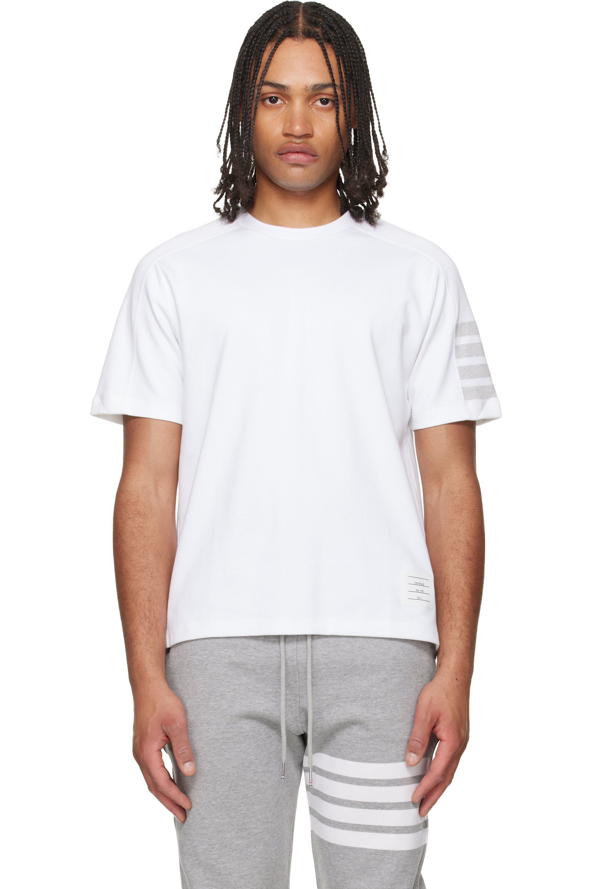 Thom Browne - White Milano Cotton 4-Bar T-shirt