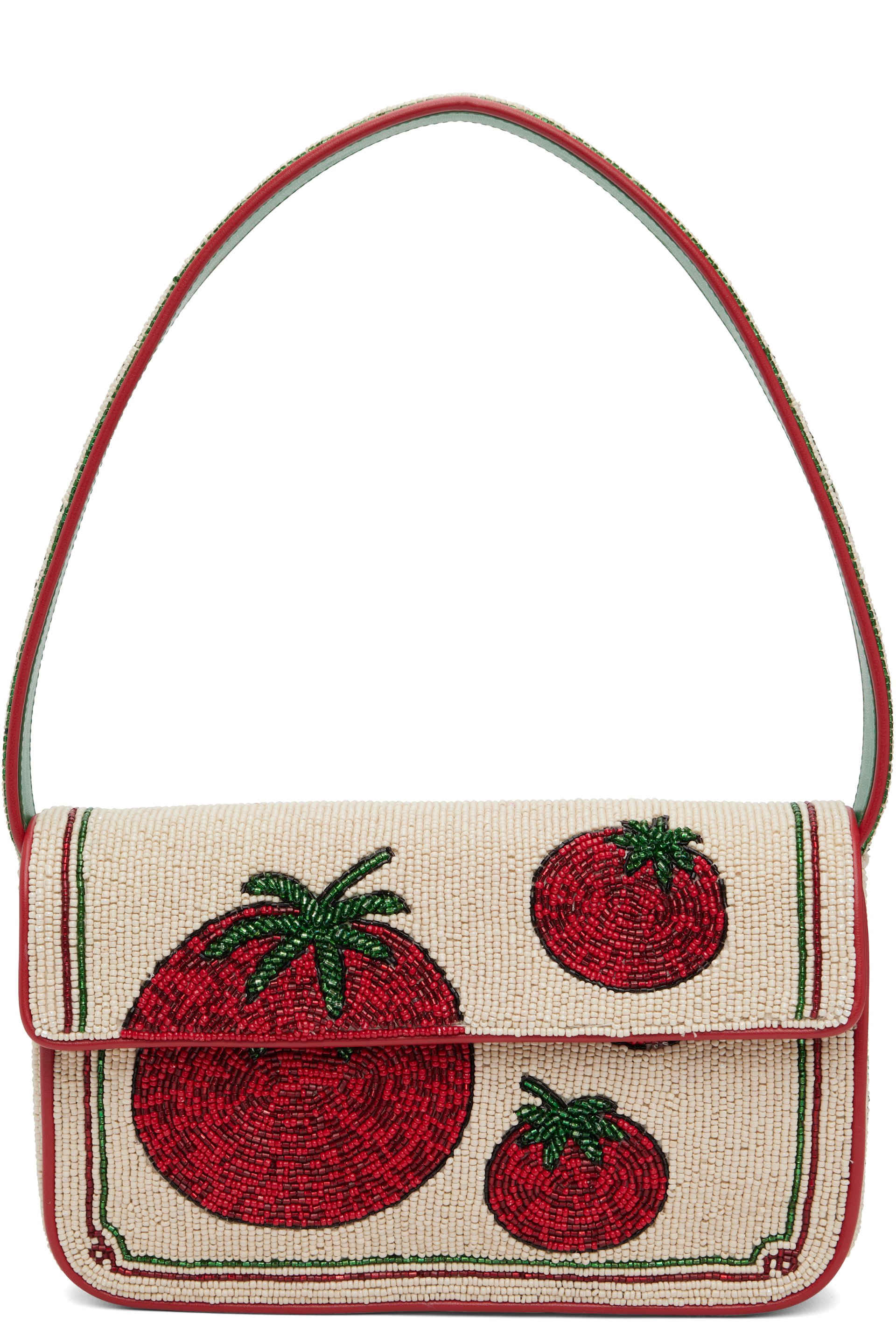 Staud - Beige & Red Tommy Beaded Bag