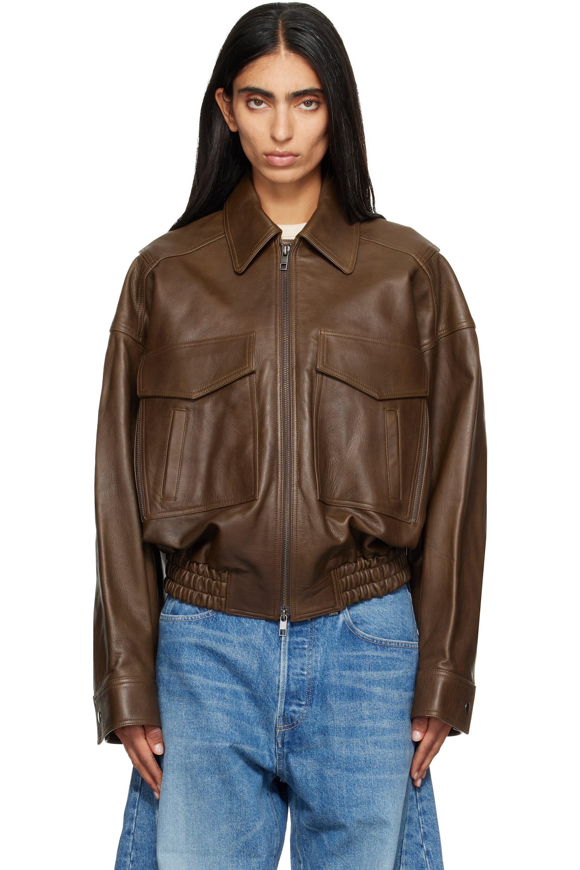 Staud - Brown Eugene Leather Jacket