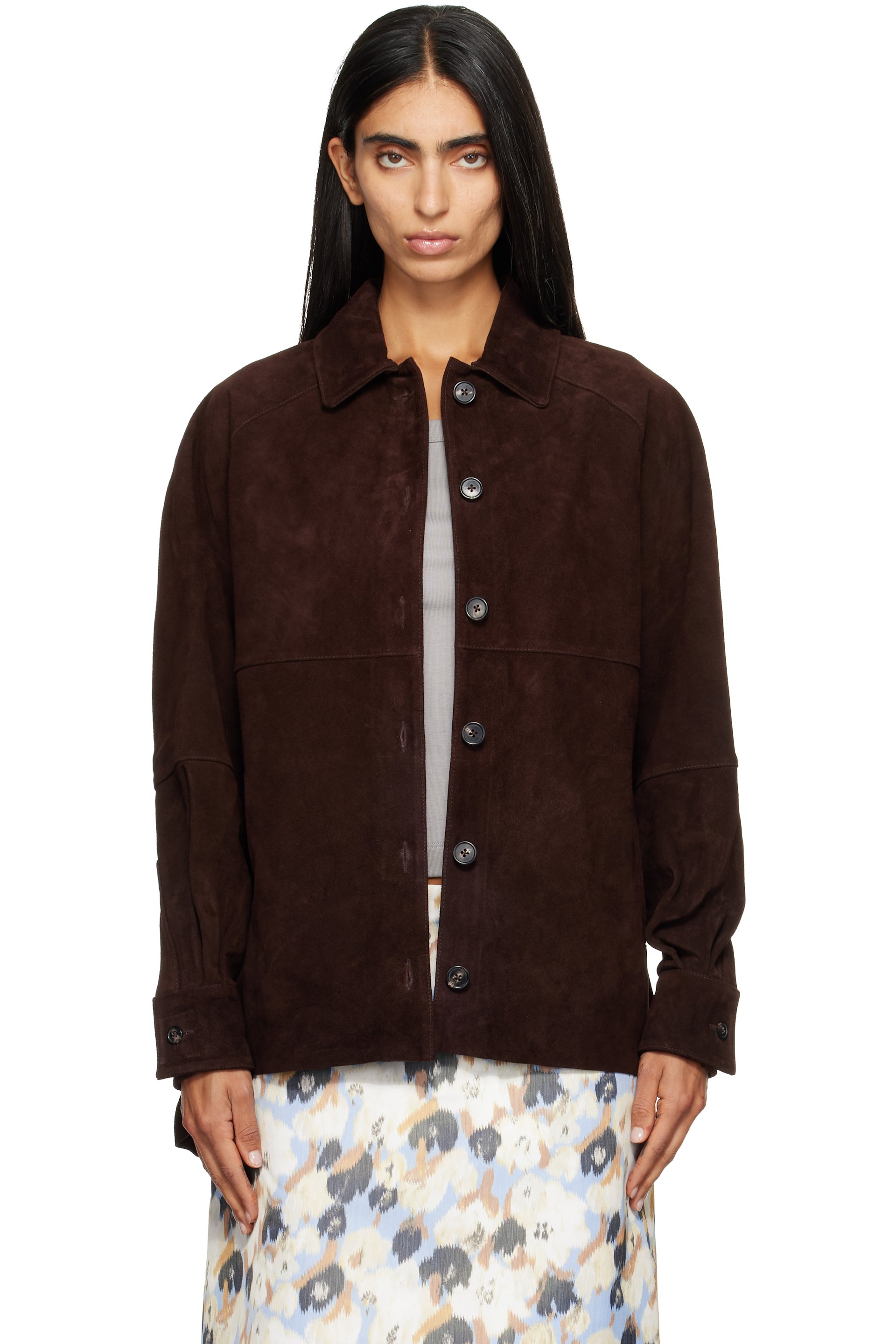 Staud - Brown Josette Suede Shirt