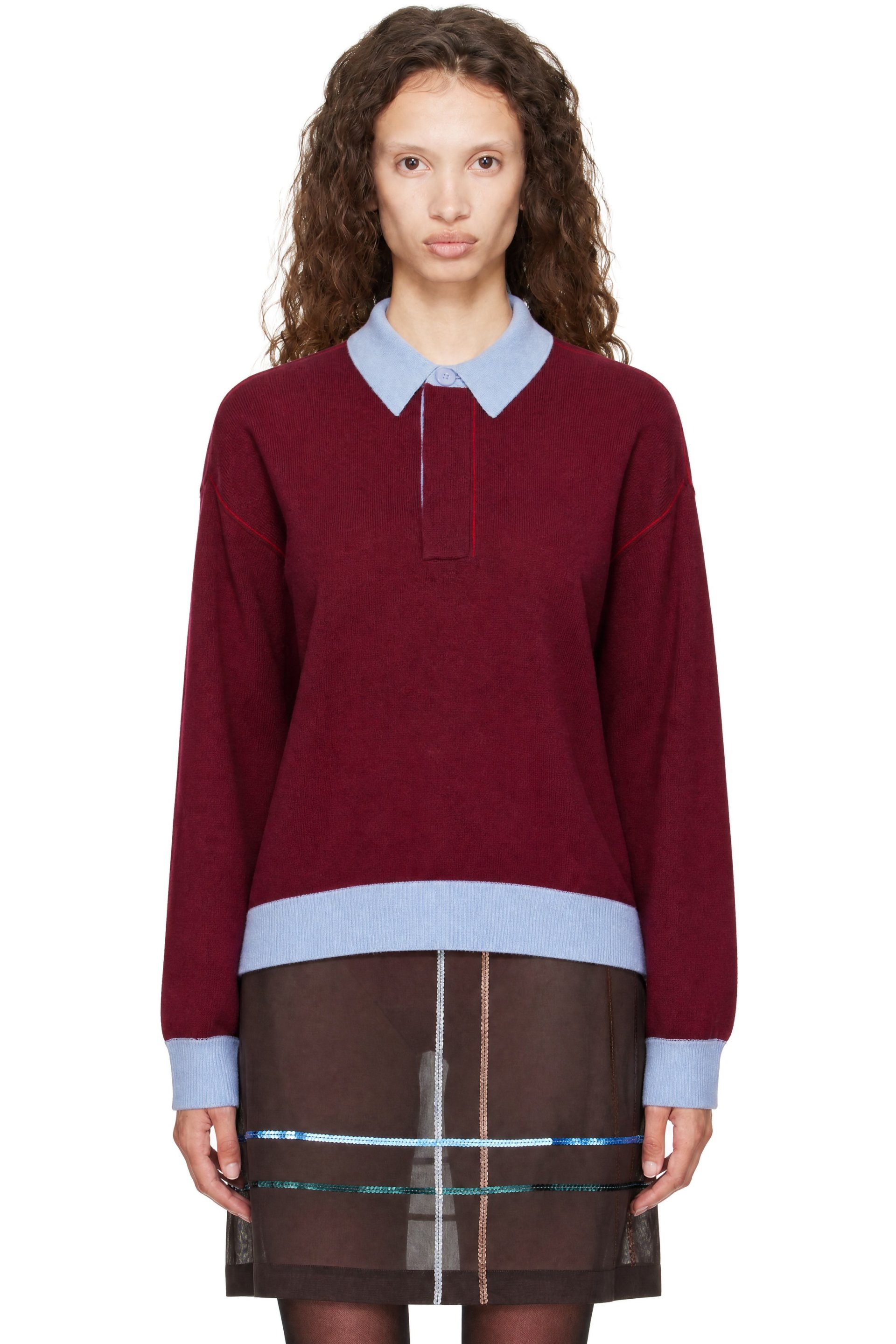 Staud - Burgundy & Blue Michael Cashmere Polo