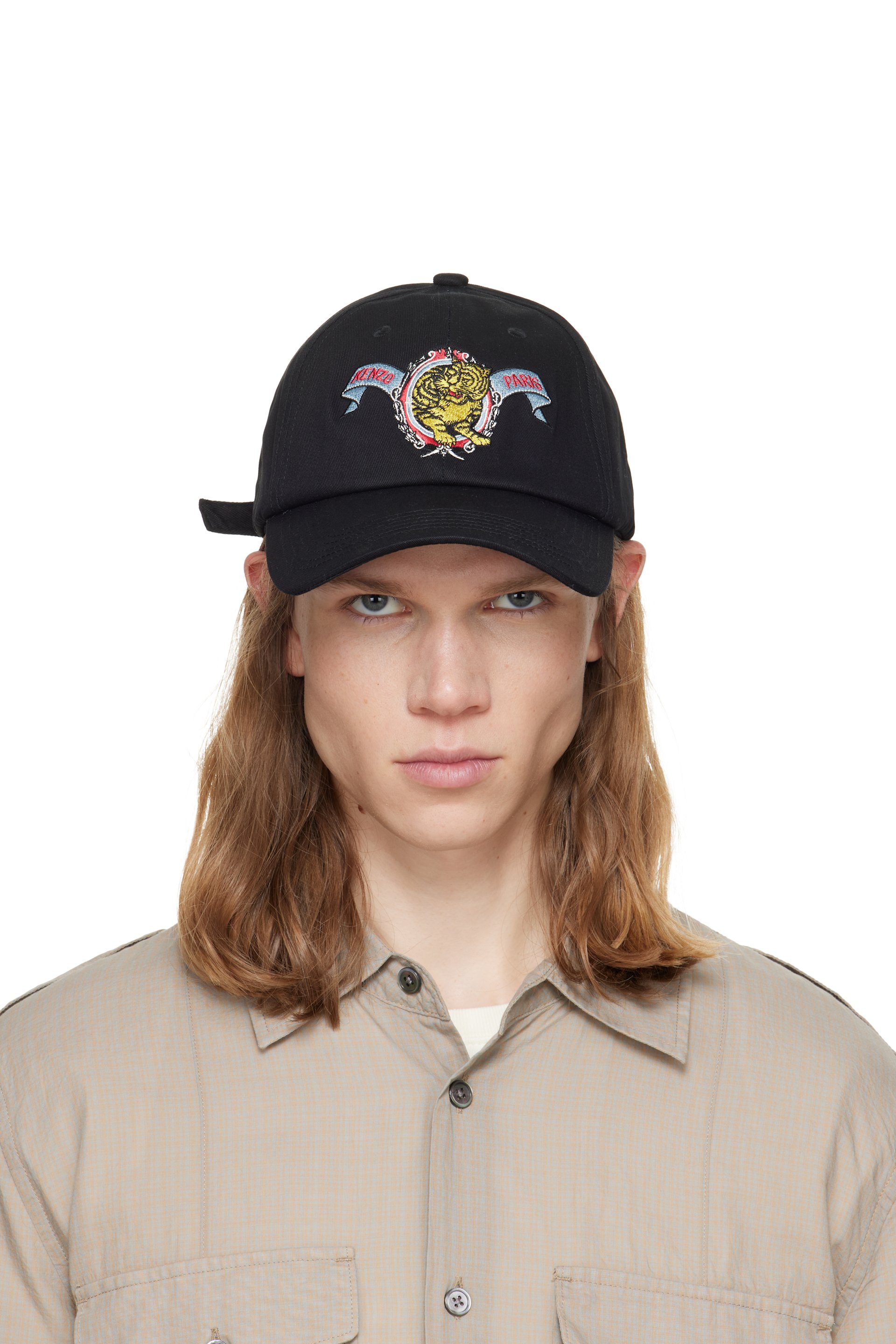 Kenzo - Black 'KENZO Jumping Tiger' Embroidered Cap