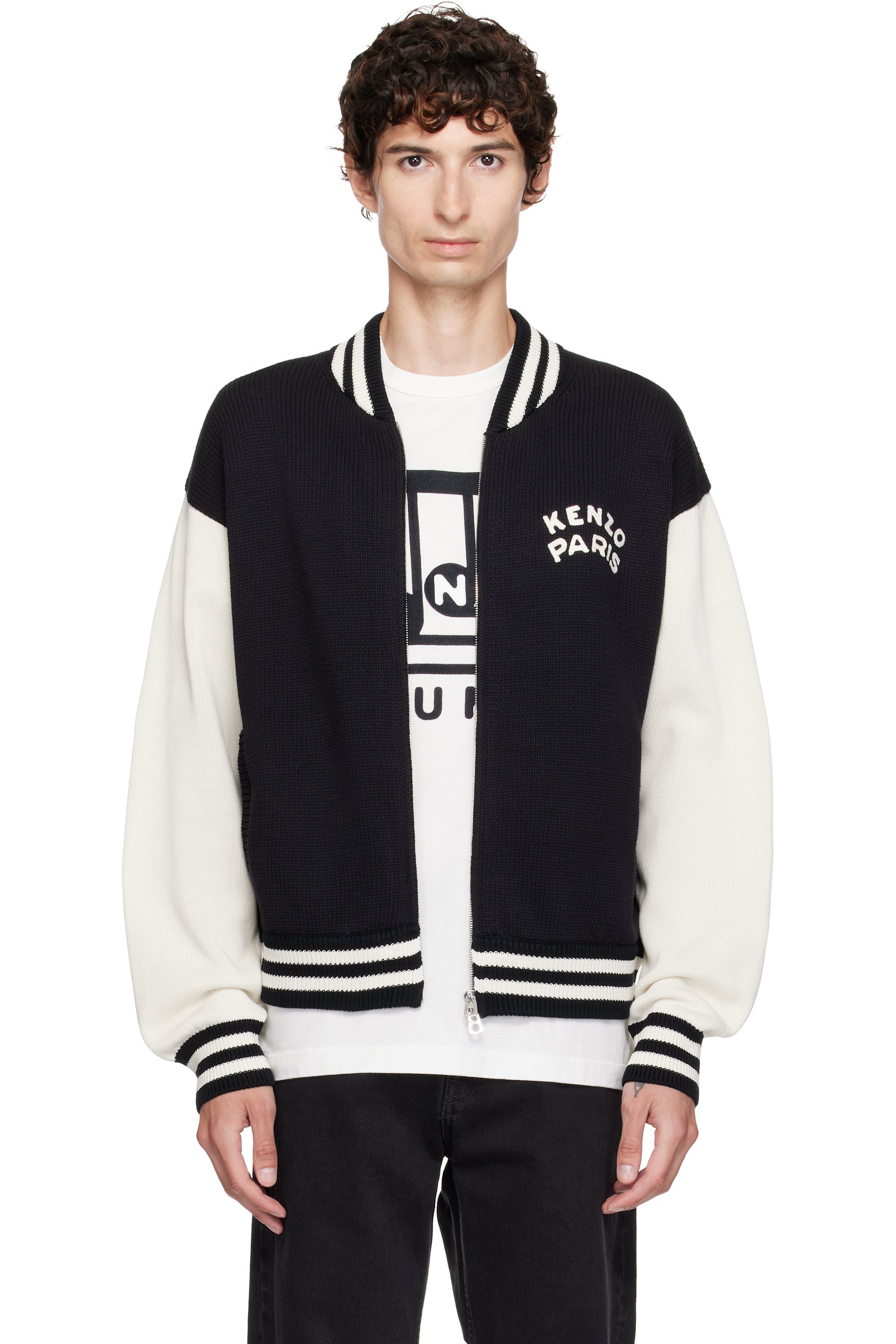Kenzo - Black Kenzo Paris 'KENZO Paris Emblem' Varsity Cardigan