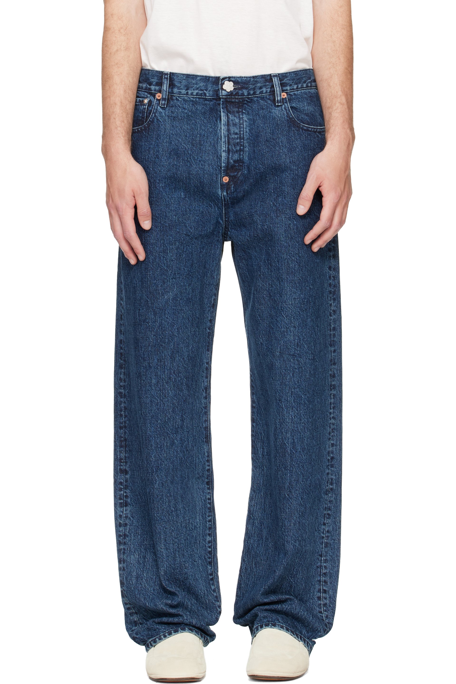 Kenzo - Blue Kenzo Paris 'KENZO Signature' Straight Fit Jeans