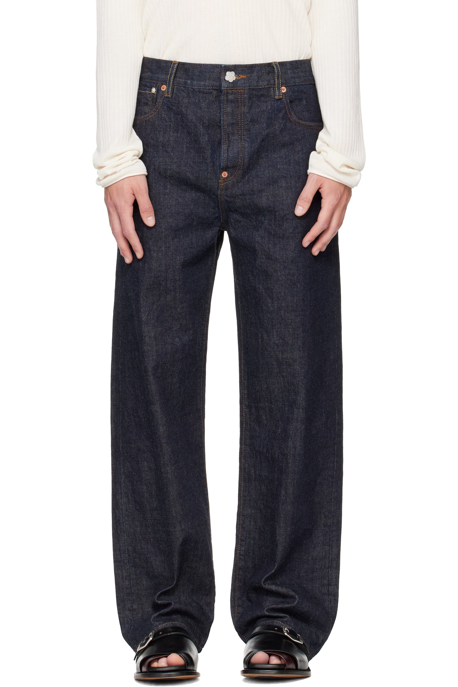 Kenzo - Navy Kenzo Paris 'KENZO Tulip' Straight Fit Jeans