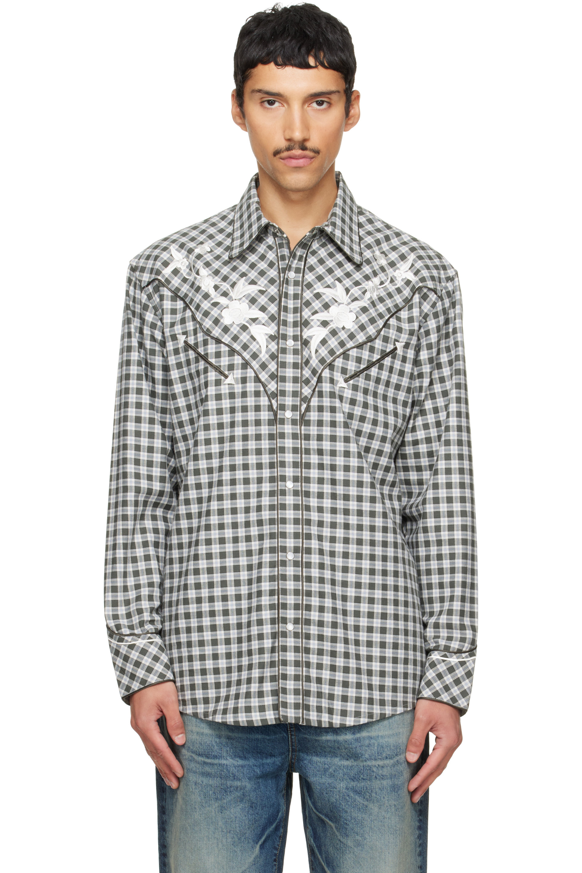 Kenzo - Gray Kenzo Paris 'KENZO Wildflower' Embroidered Western Shirt