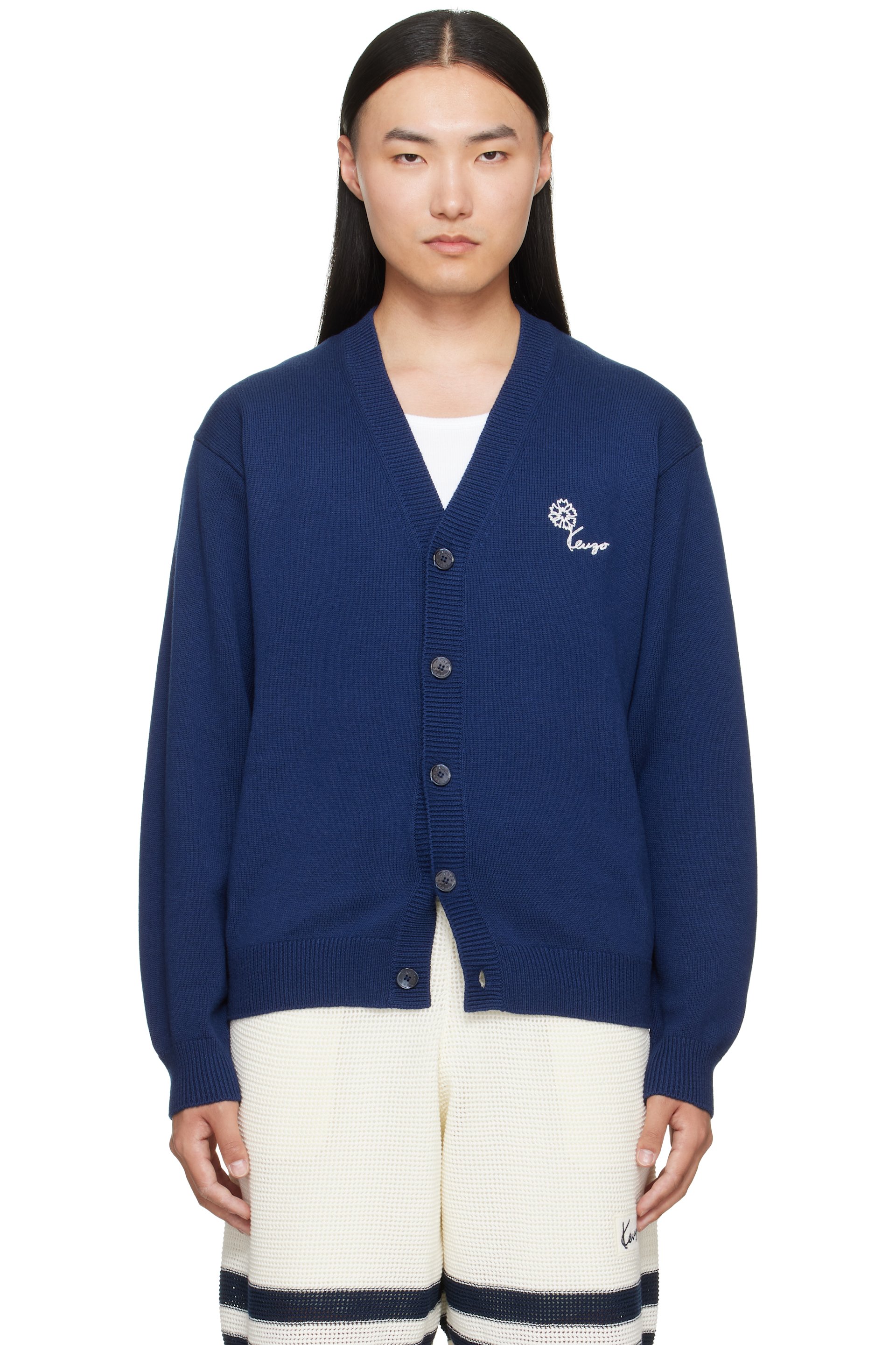 Kenzo - Blue Kenzo Paris 'KENZO Tulip' Embroidered Cardigan
