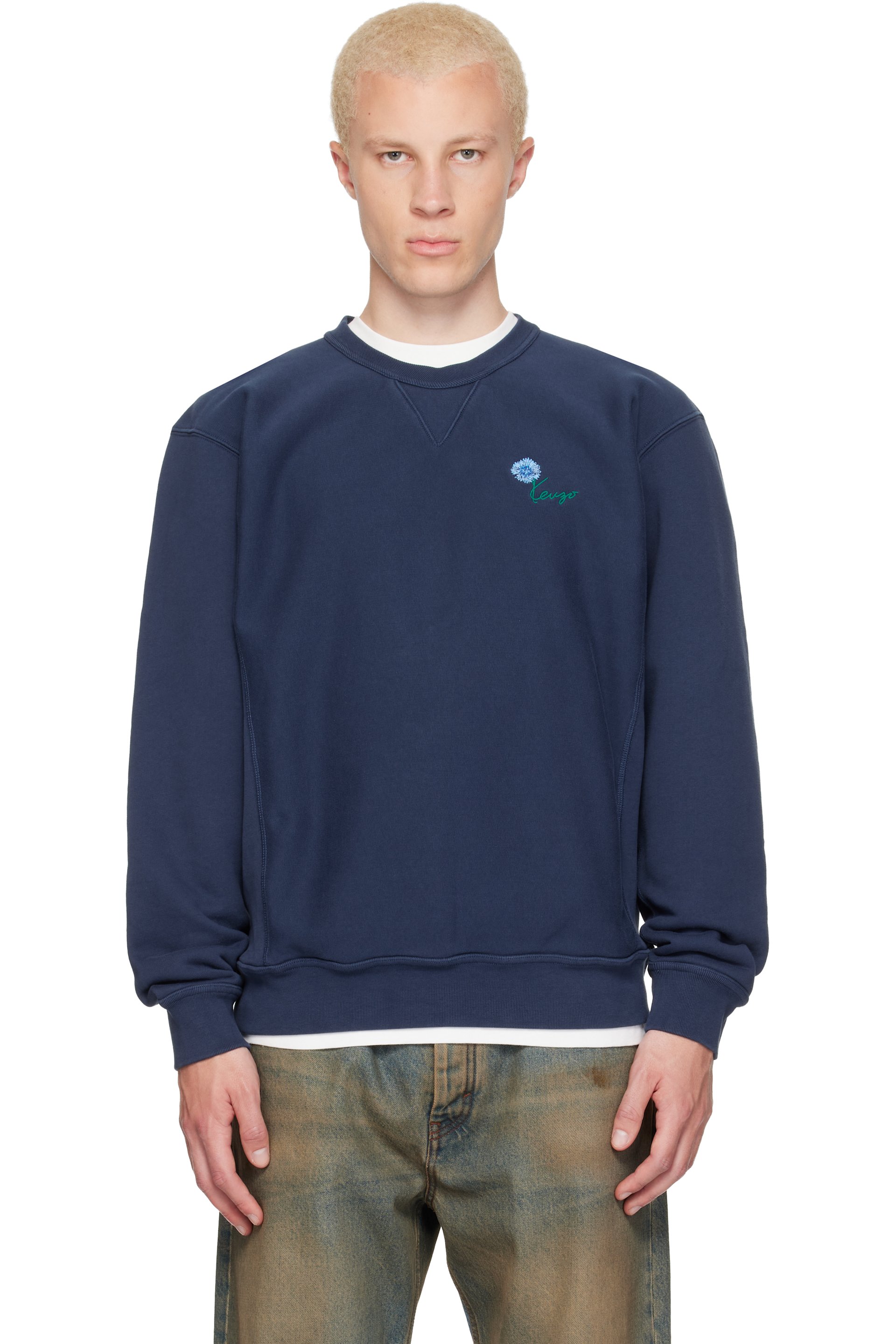 Kenzo - Navy Kenzo Paris 'KENZO Tulip' Embroidered Sweatshirt
