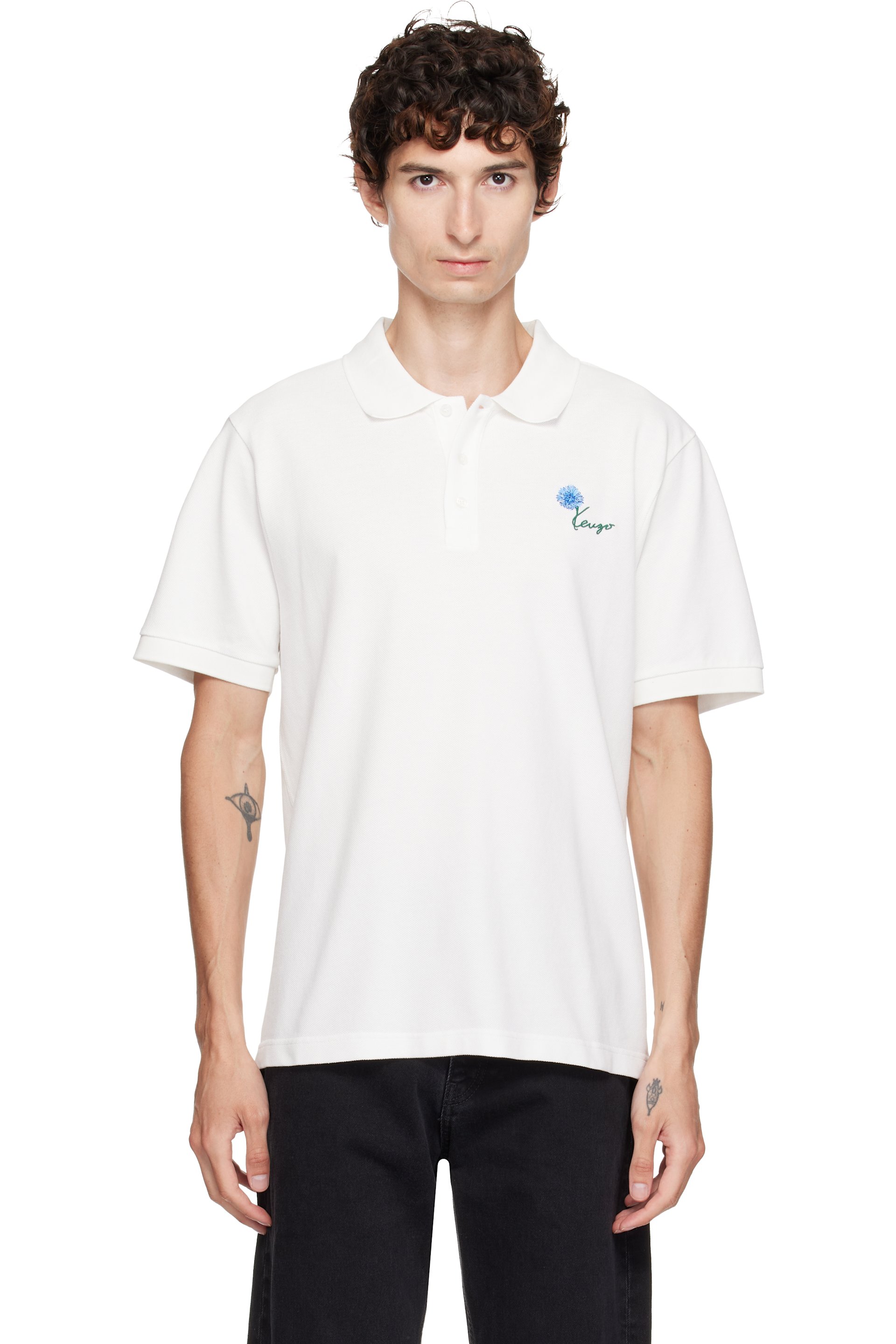Kenzo - Off-White Kenzo Paris 'KENZO Tulip' Embroidered Polo