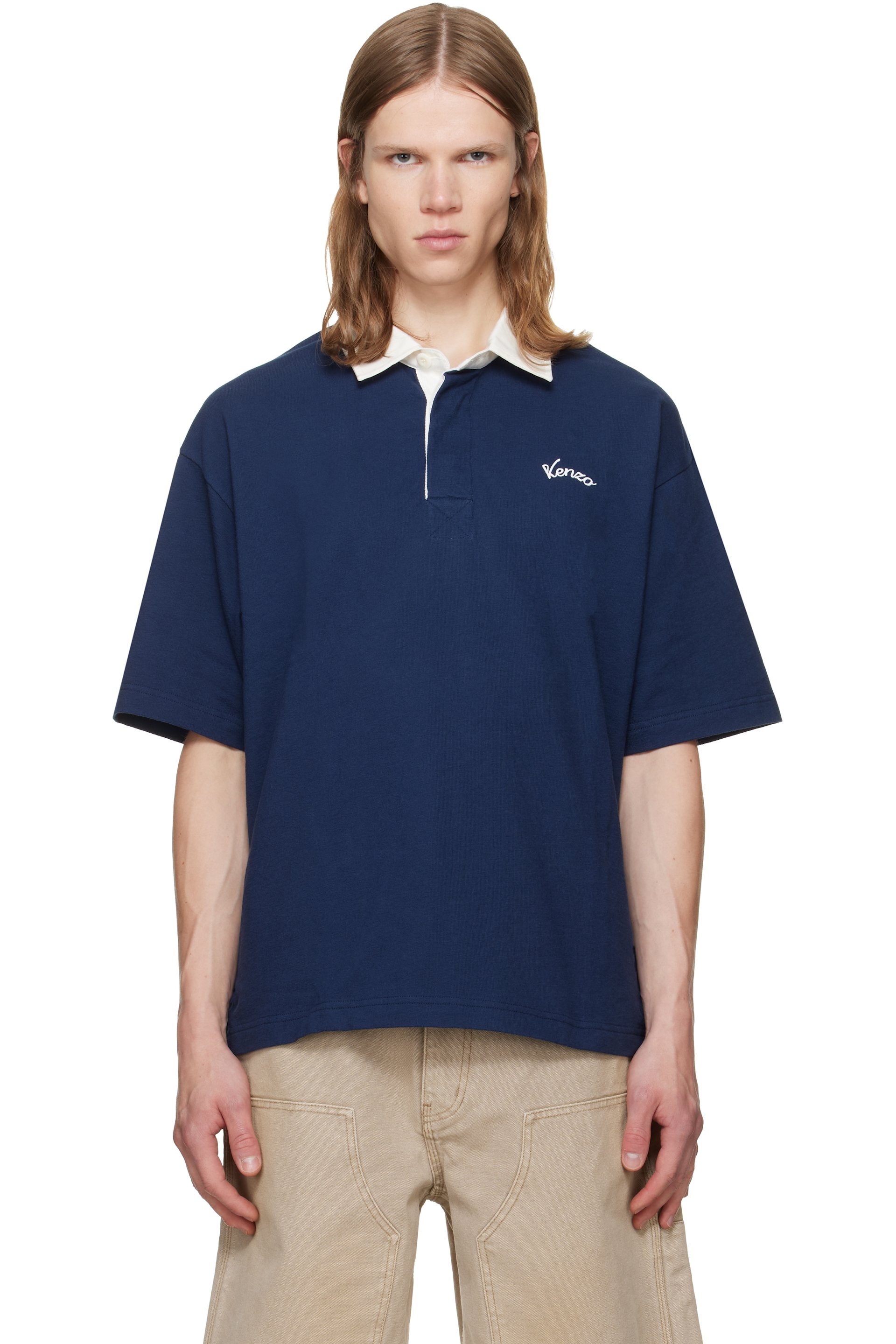 Kenzo - Navy Kenzo Paris 'KENZO Varsity' Relax Polo