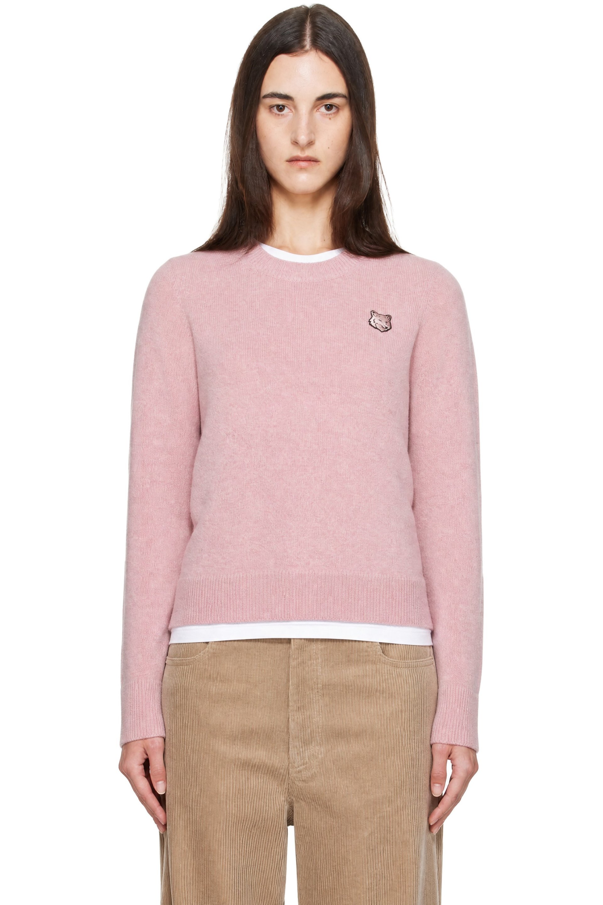Maison Kitsuné - Pink Fox Head Lambswool Comfort Sweater