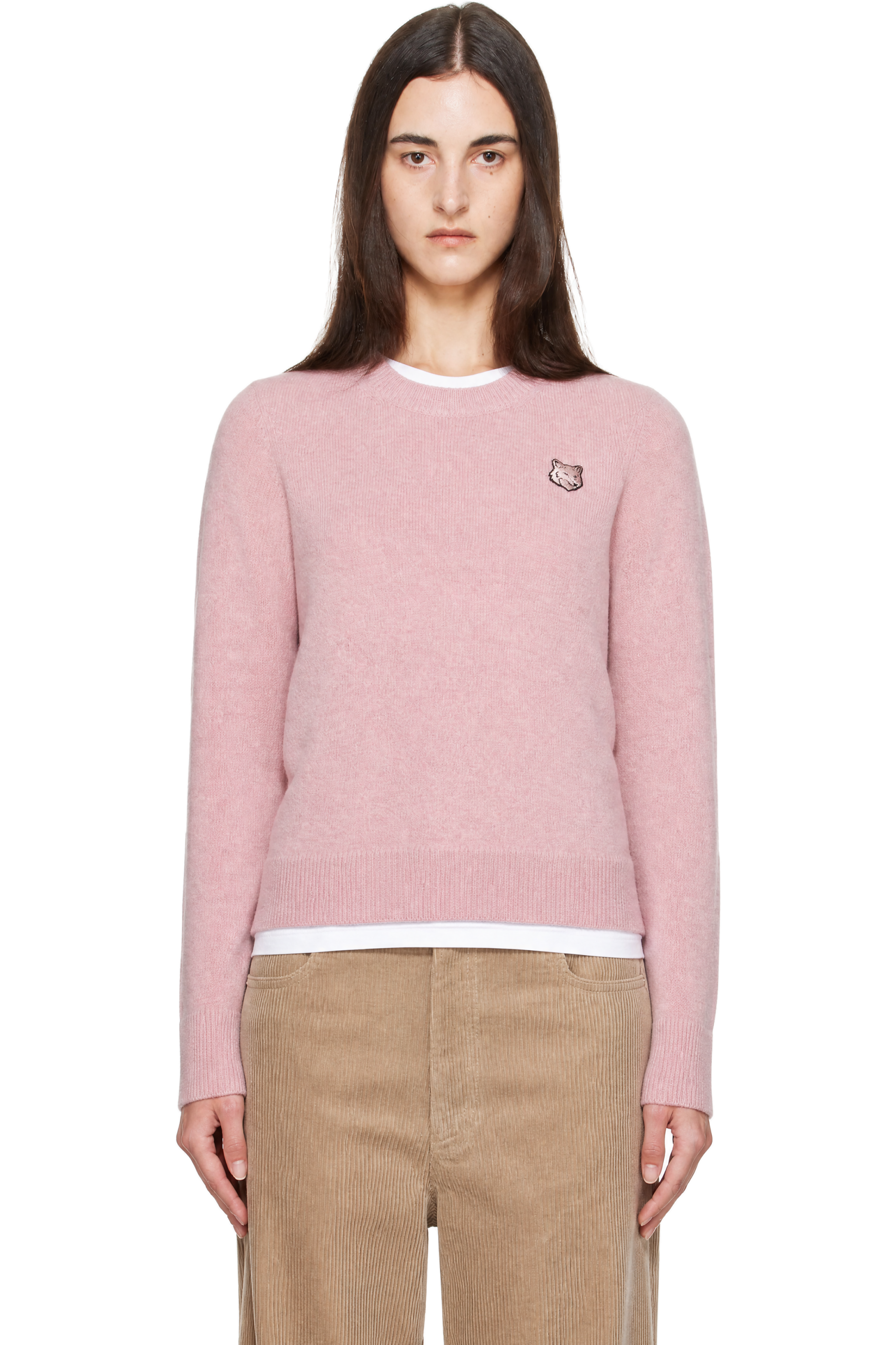 Maison Kitsuné - Pink Fox Head Lambswool Comfort Sweater