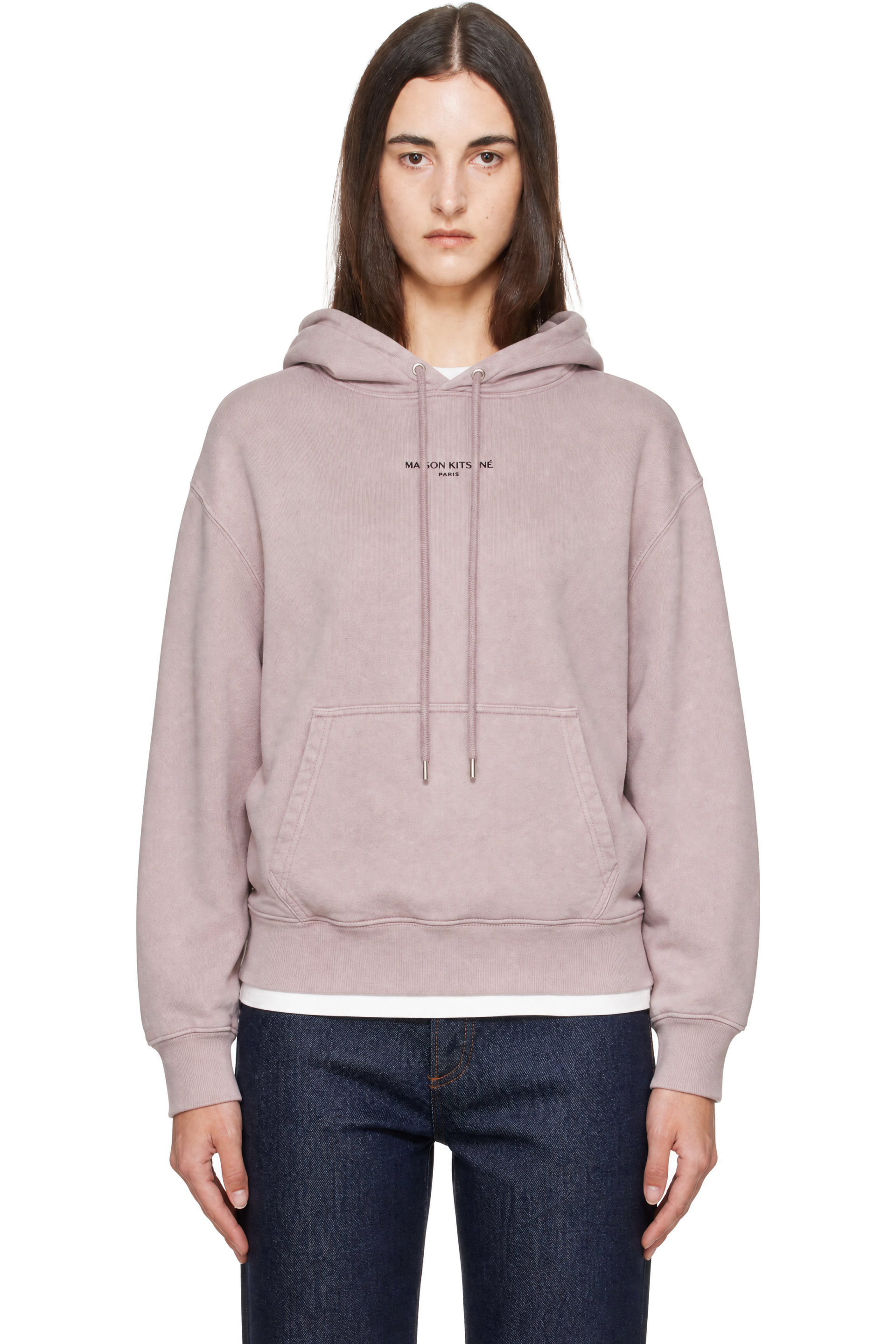 Maison Kitsuné - Purple 'Maison Kitsune Paris' Faded Comfort Hoodie