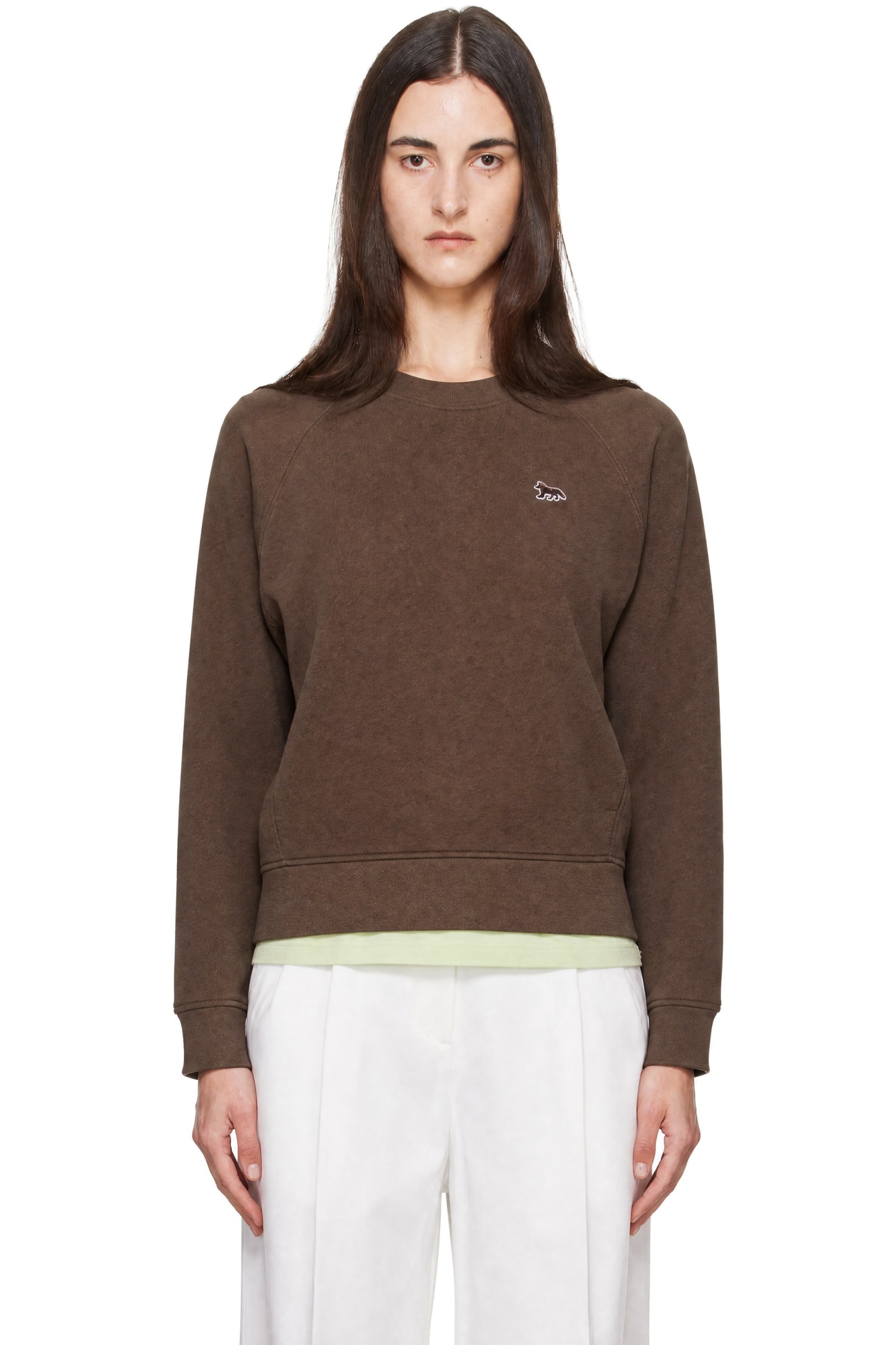 Maison Kitsuné - Brown Baby Fox Open Pocket Sweatshirt