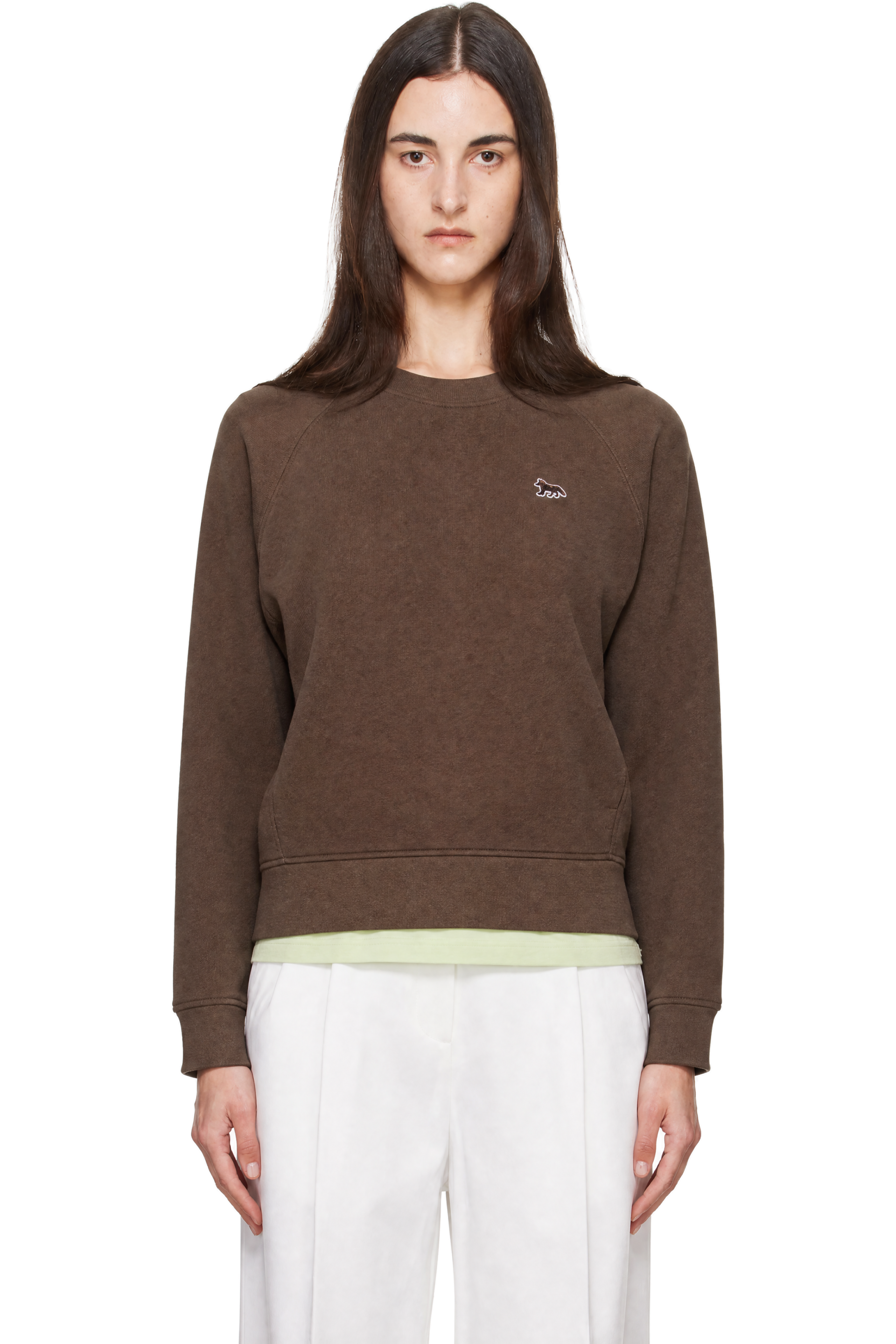 Maison Kitsuné - Brown Baby Fox Open Pocket Sweatshirt