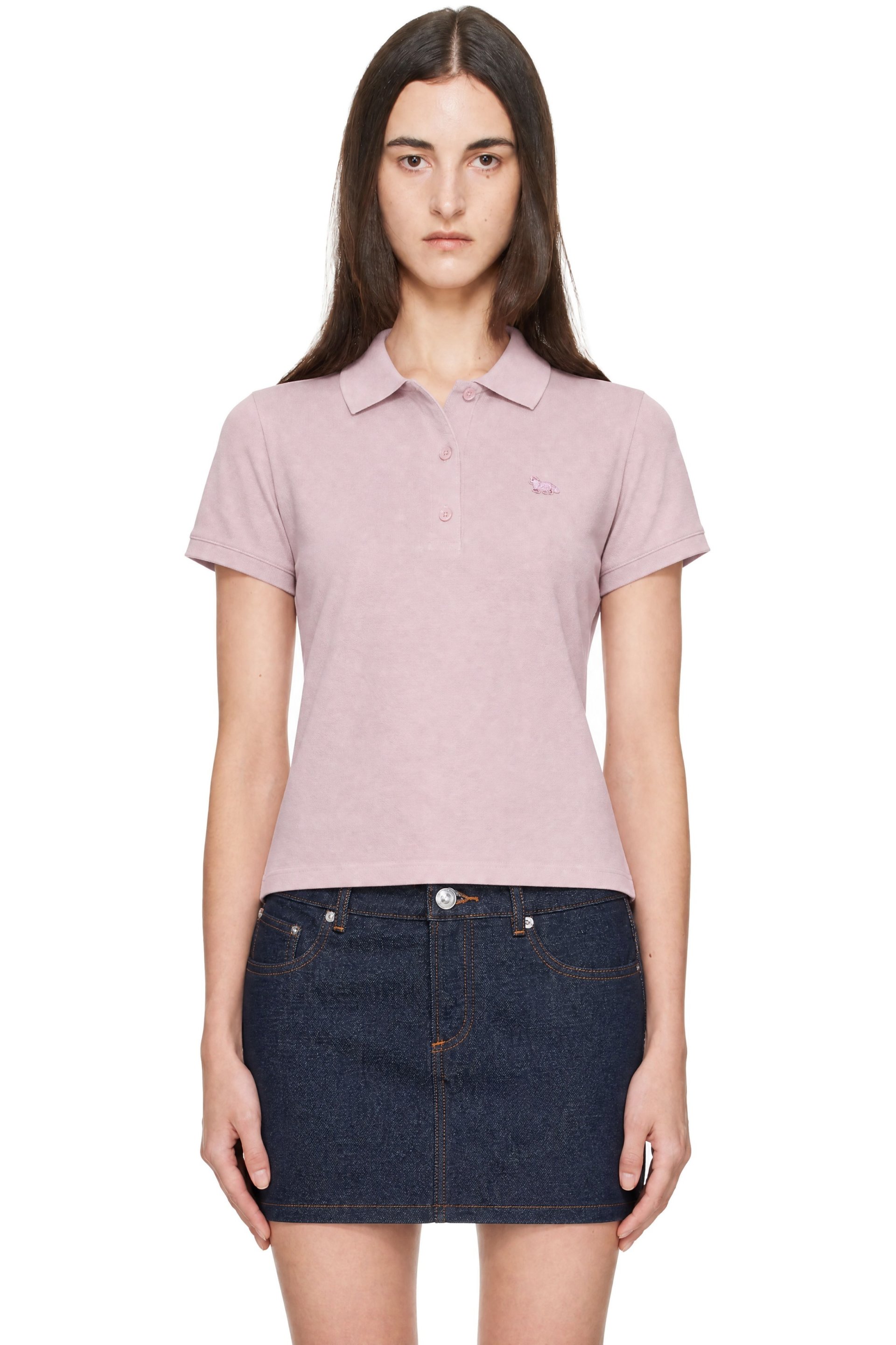 Maison Kitsuné - Pink Baby Fox Faded Cropped Polo