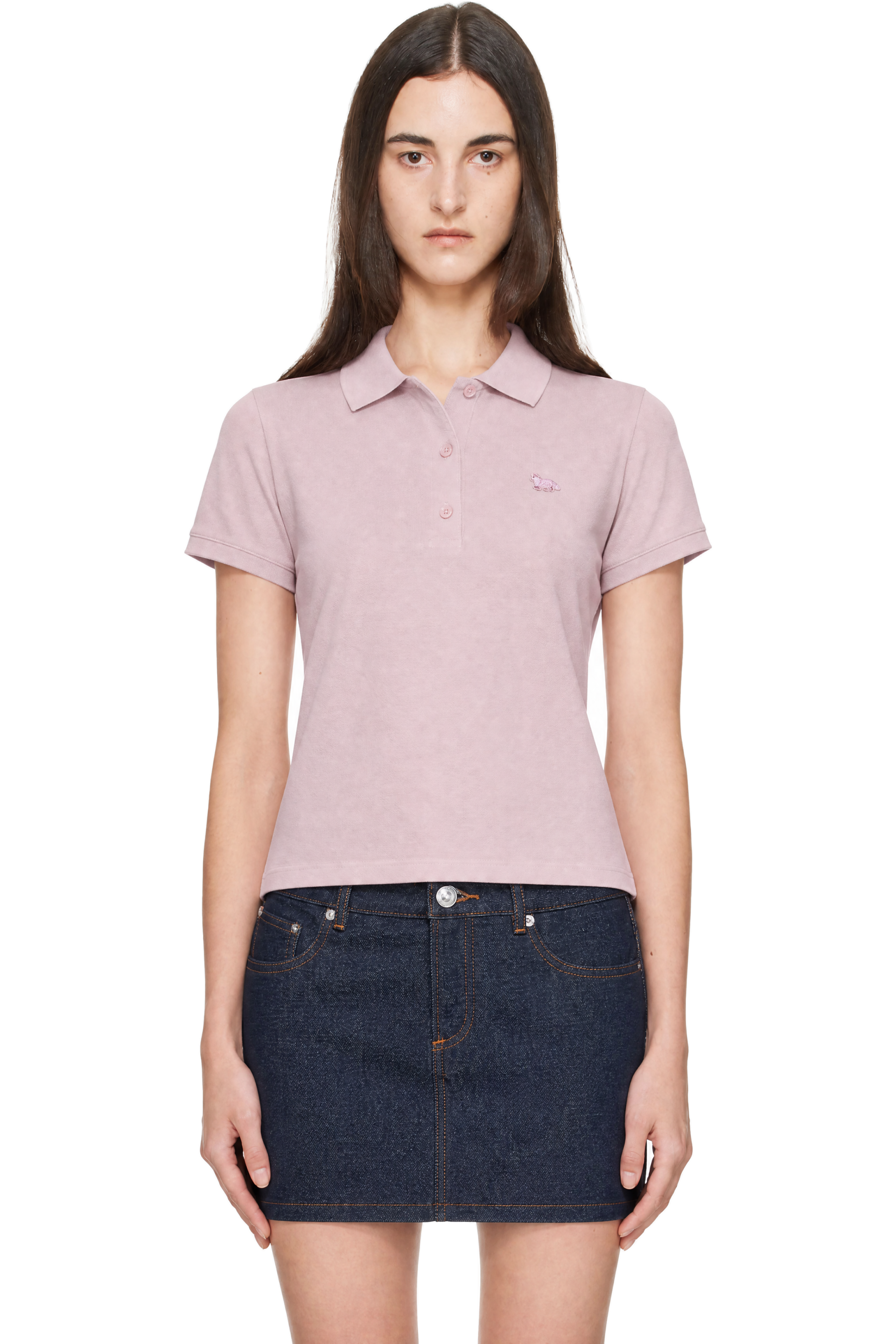 Maison Kitsuné - Pink Baby Fox Faded Cropped Polo