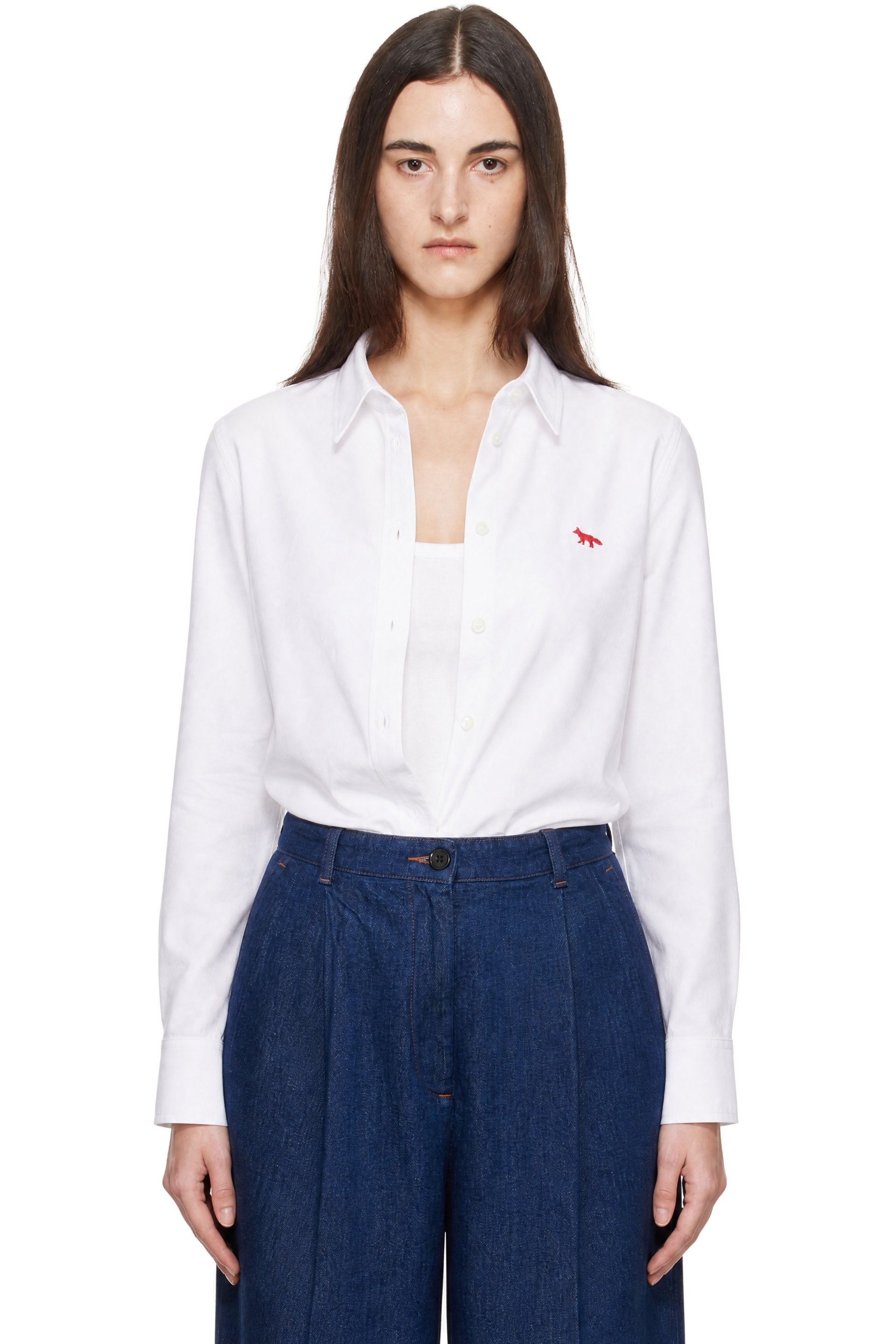 Maison Kitsuné - Chemise blanche à logo Profile Fox