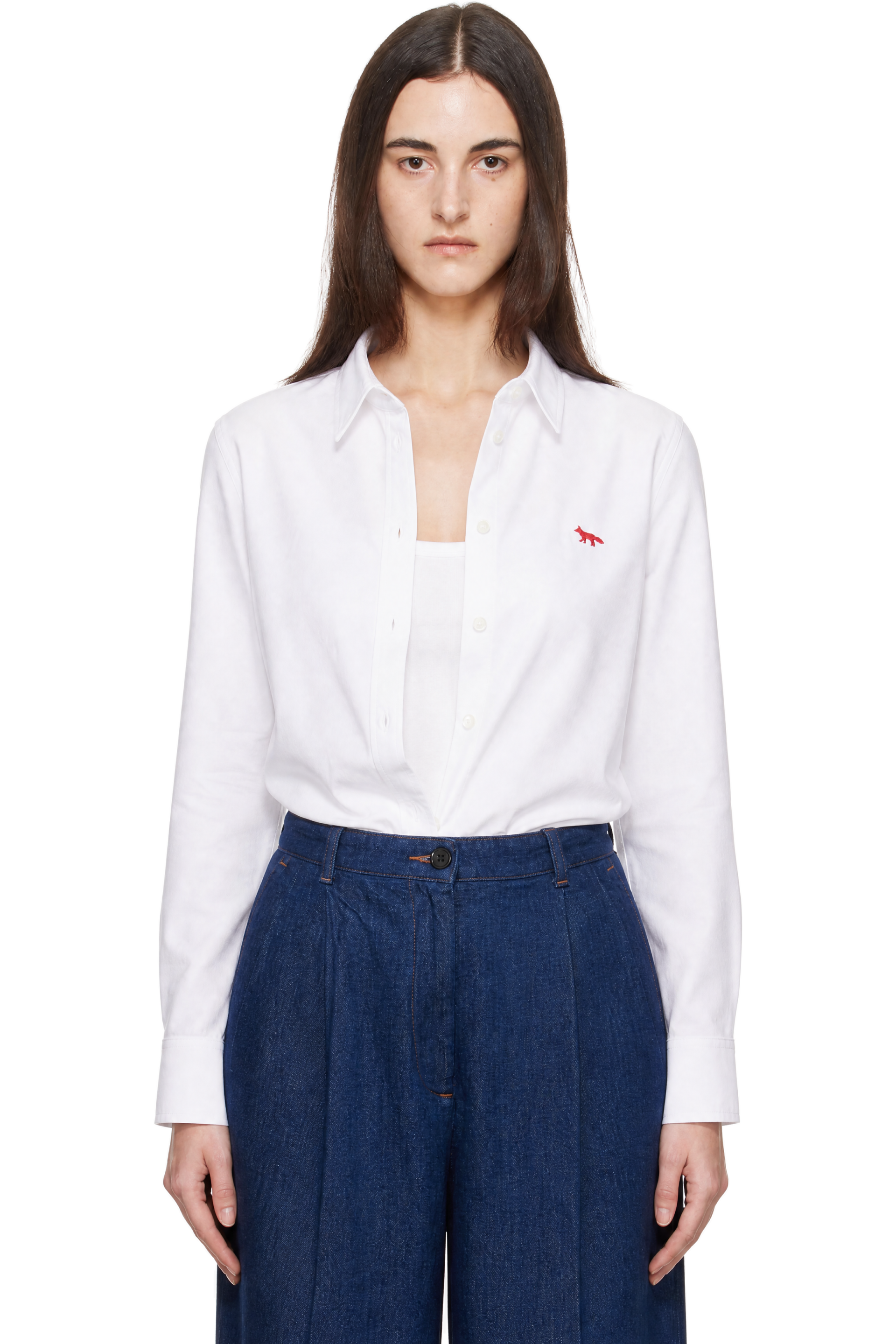 Maison Kitsuné - White Proflie Fox Regular Shirt