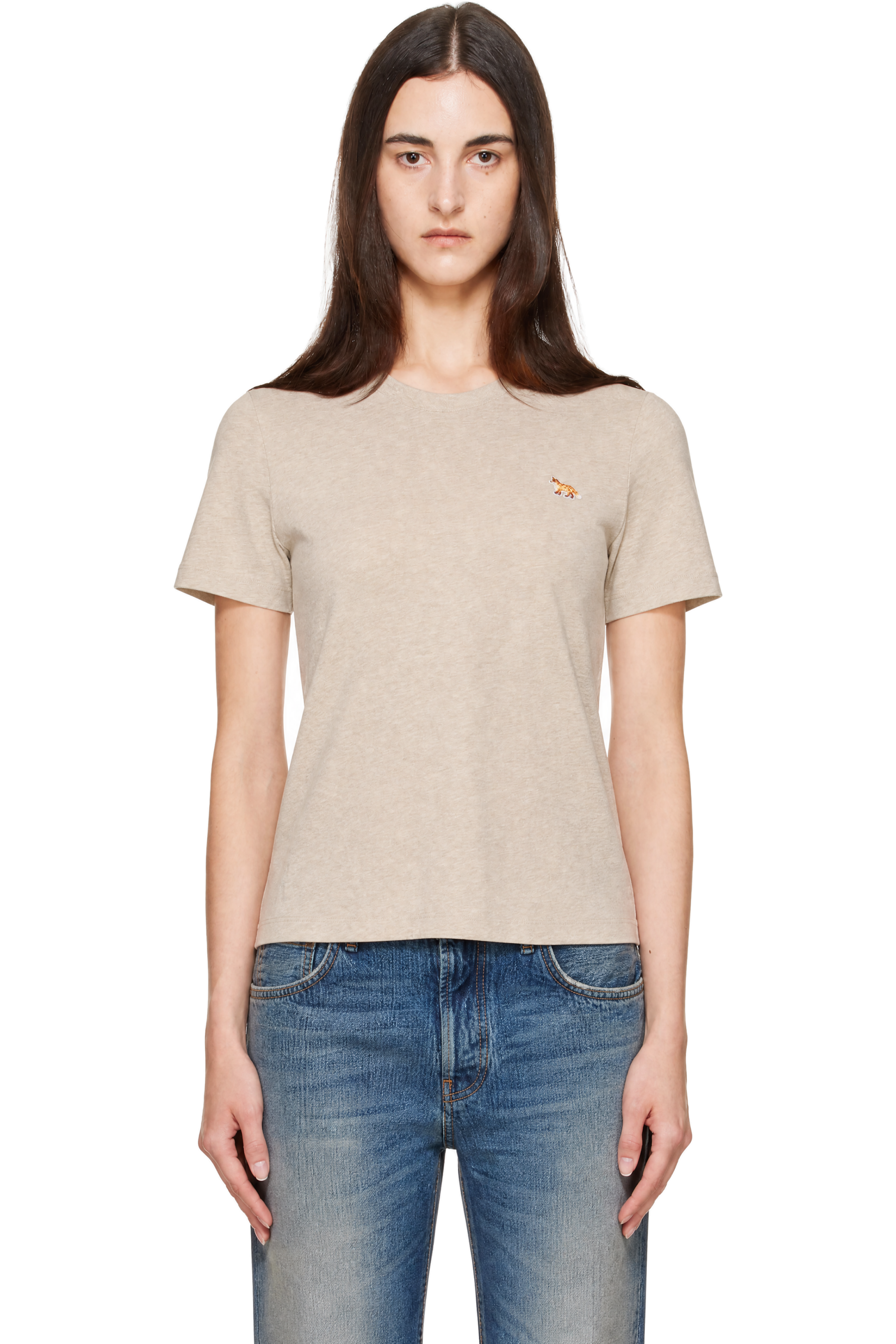 Maison Kitsuné - Beige Baby Fox Head Regular T-shirt