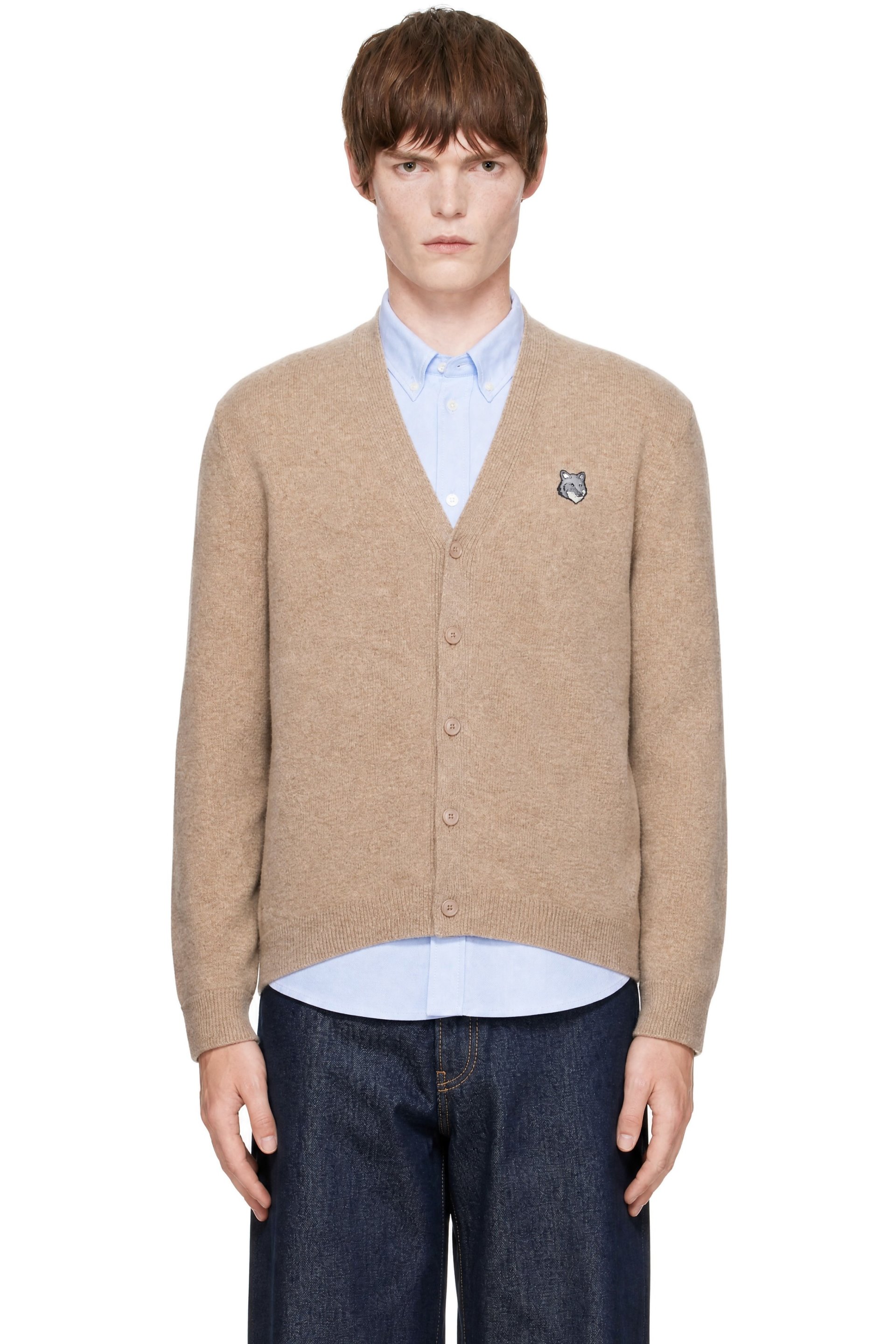 Maison Kitsuné - Brown Fox Head Lambswool Comfort Cardigan