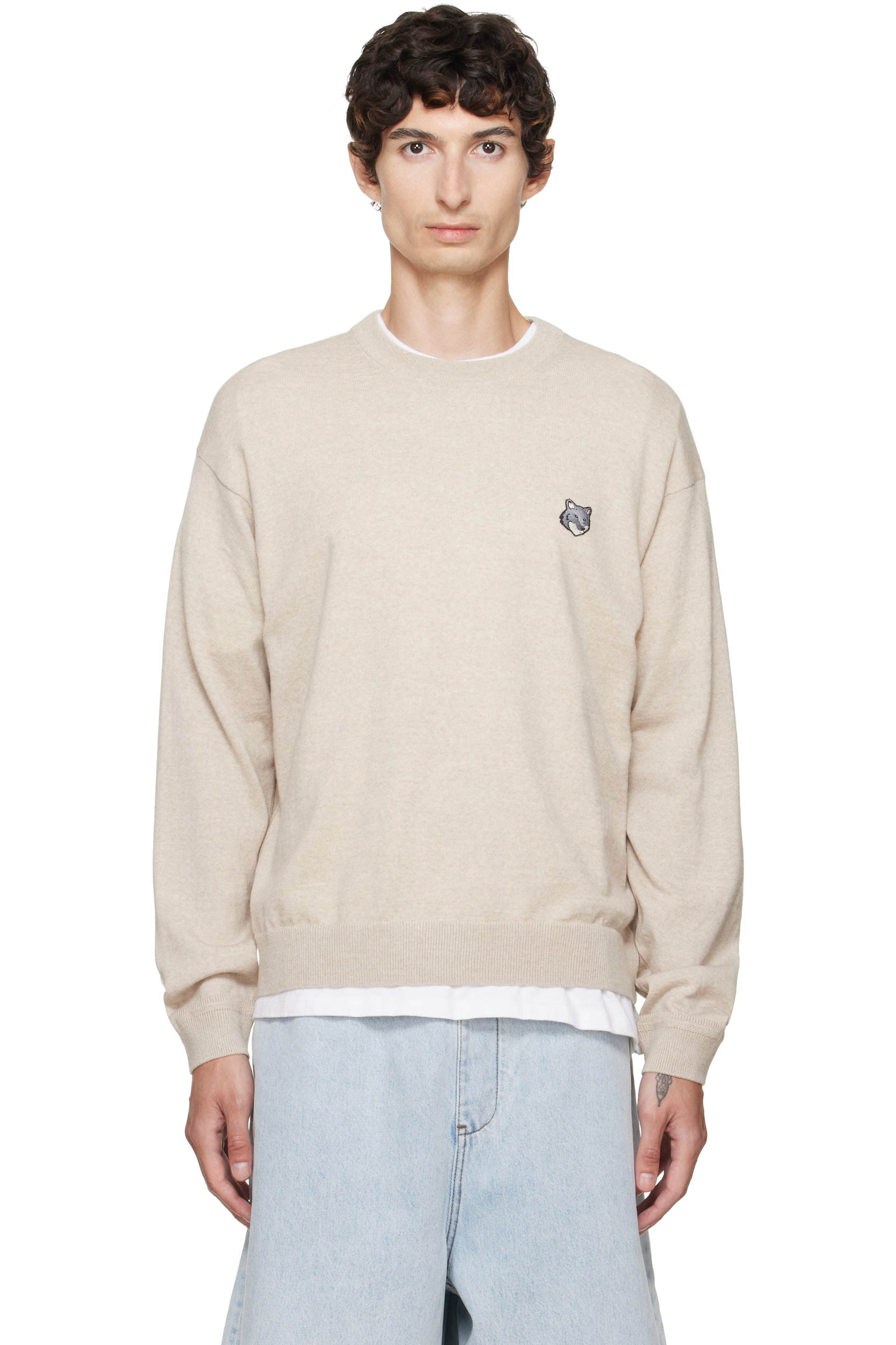 Maison Kitsuné - Beige Fox Head Merino Comfort Sweater