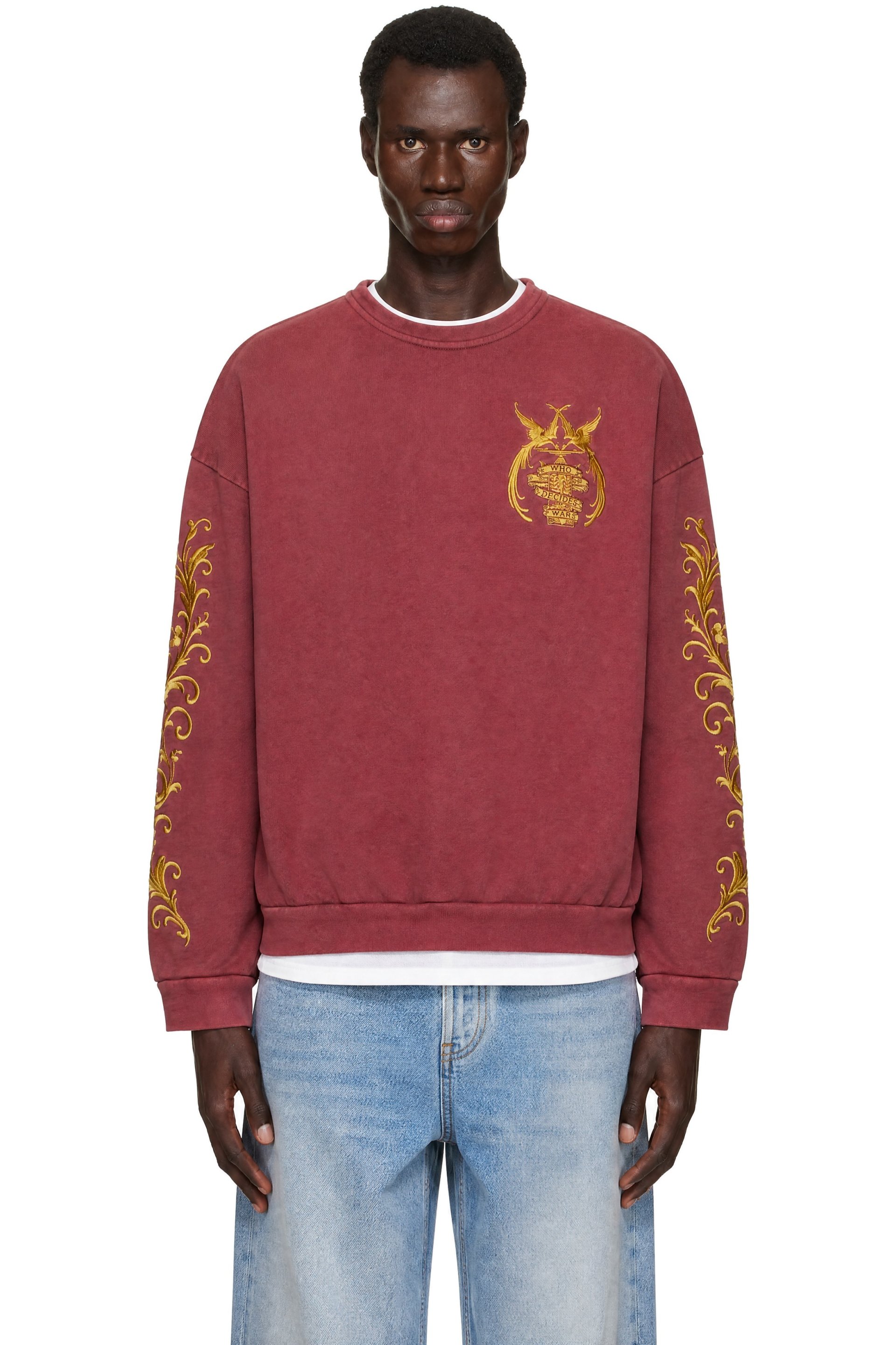 Who Decides War - Burgundy Fountain Crest Crewneck Sweatshirt