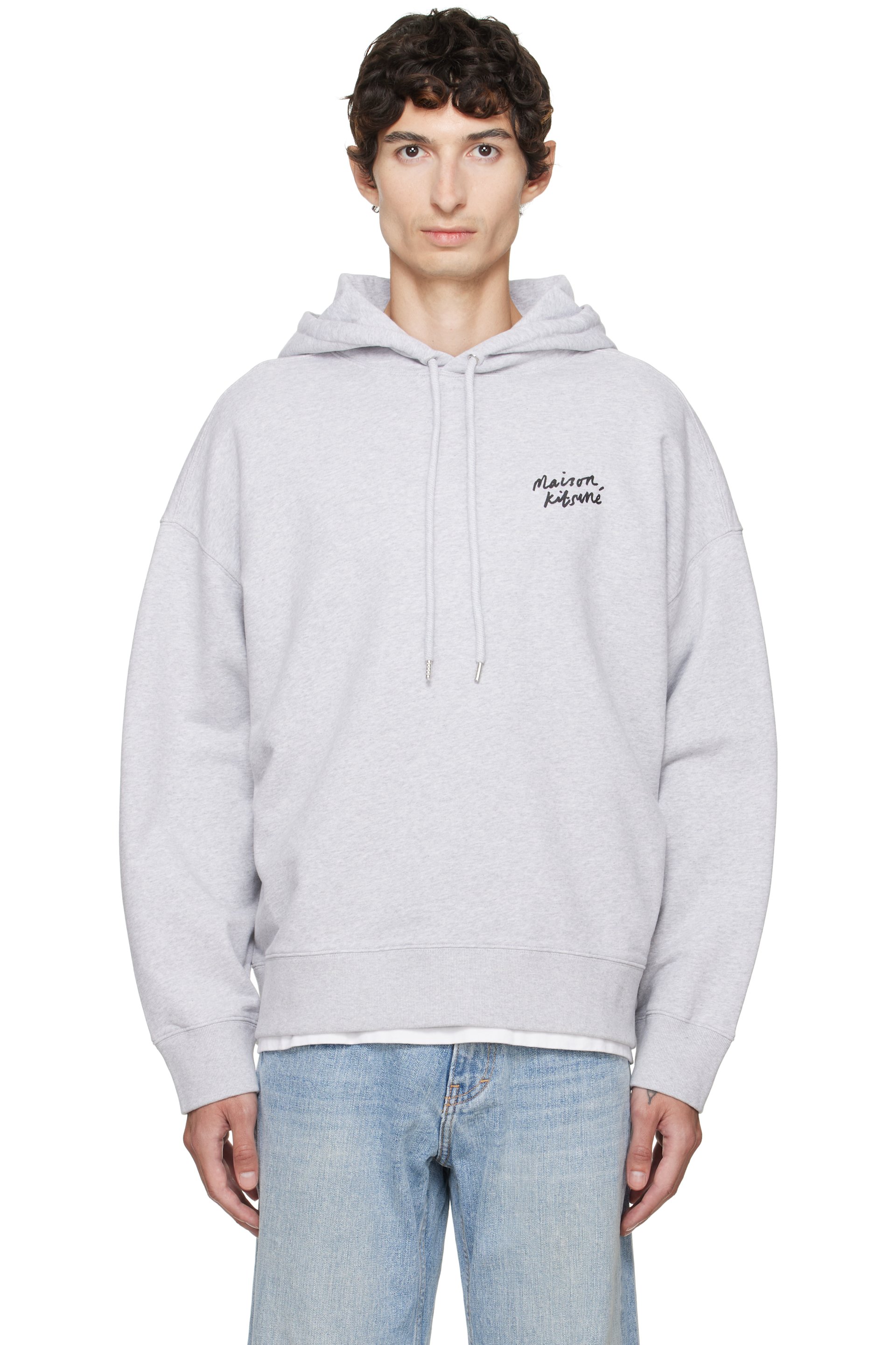 Maison Kitsuné - Gray Handwriting Oversized Hoodie