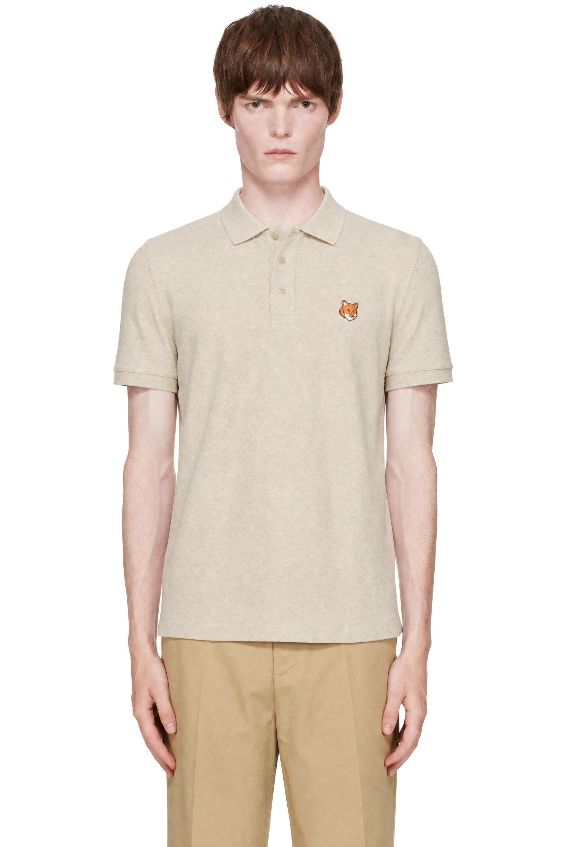 Maison Kitsuné - Beige Fox Head Regular Polo