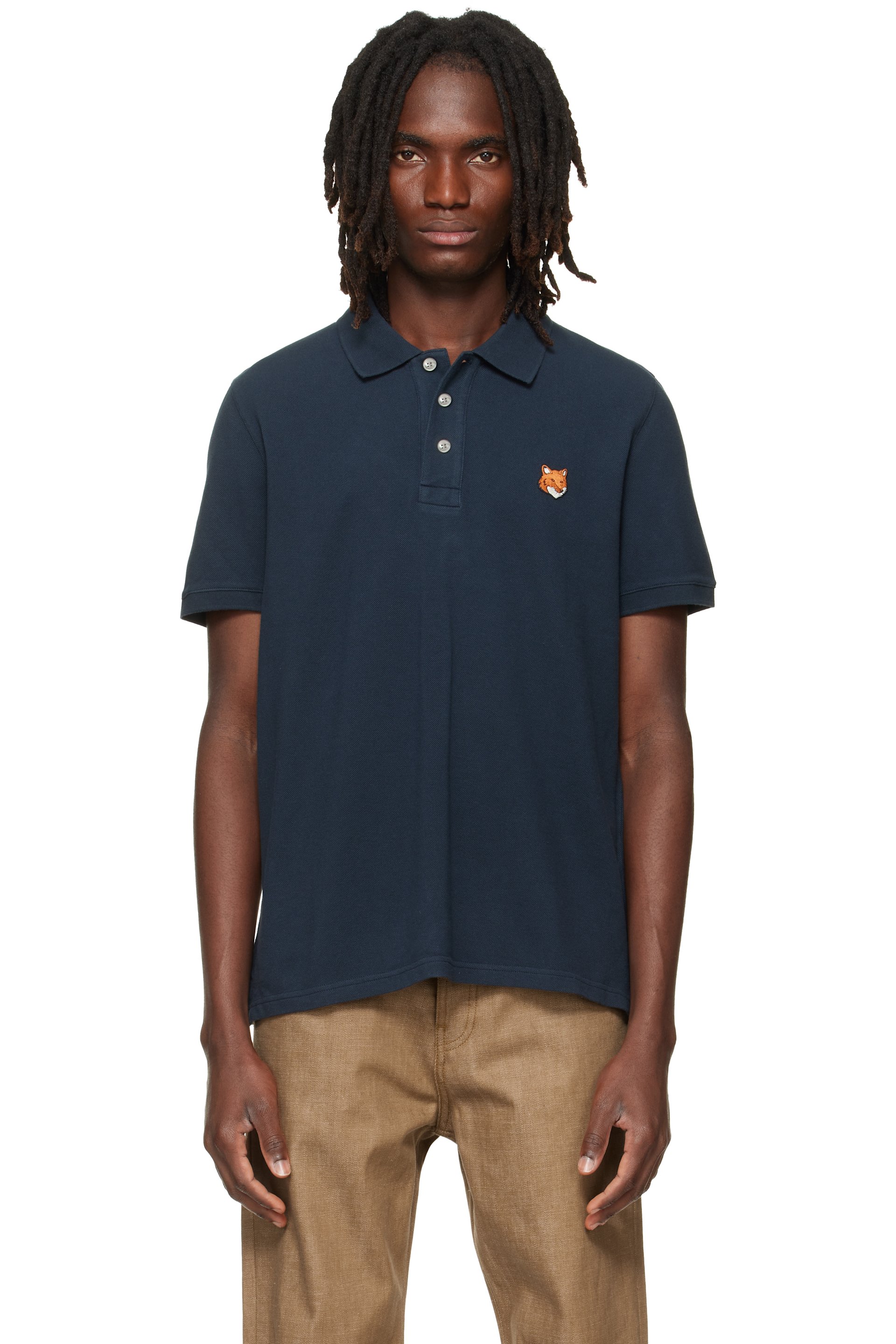 Maison Kitsuné - Navy Fox Head Regular Polo